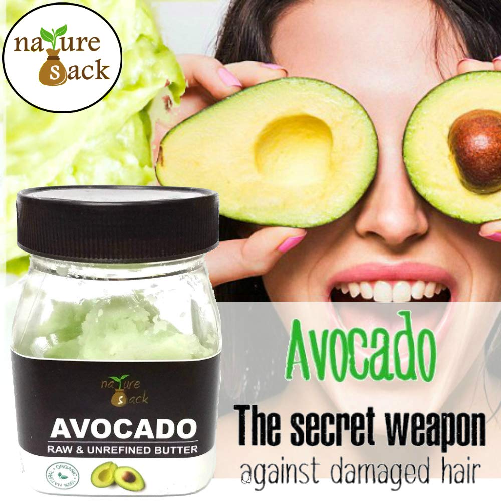 100% Pure & Unrefined Natural Avocado Butter by NatureSack - 7oz (200g) Raw Cold Pressed for Skin & Hair Care - Perfect for DIY Lotions, Lip Balms & Massage Therapy
