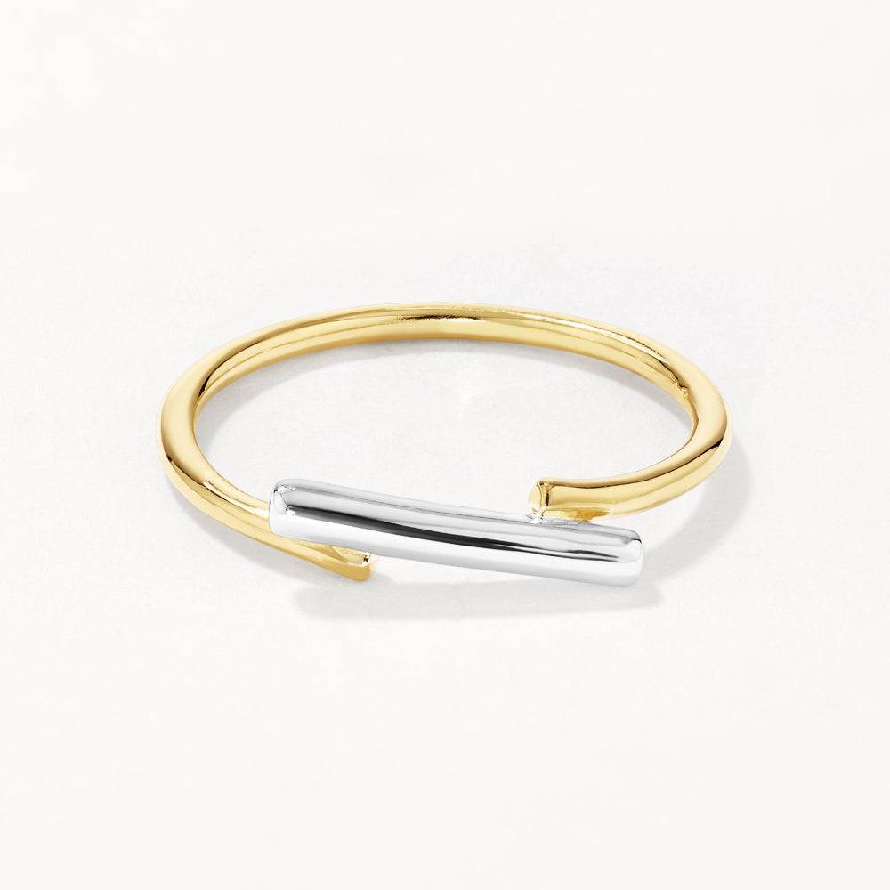 Stylish Mixed Metal Bar Ring in Gold - Trendy Stackable Jewelry for Women - Perfect for Everyday Wear & Special Occasions
