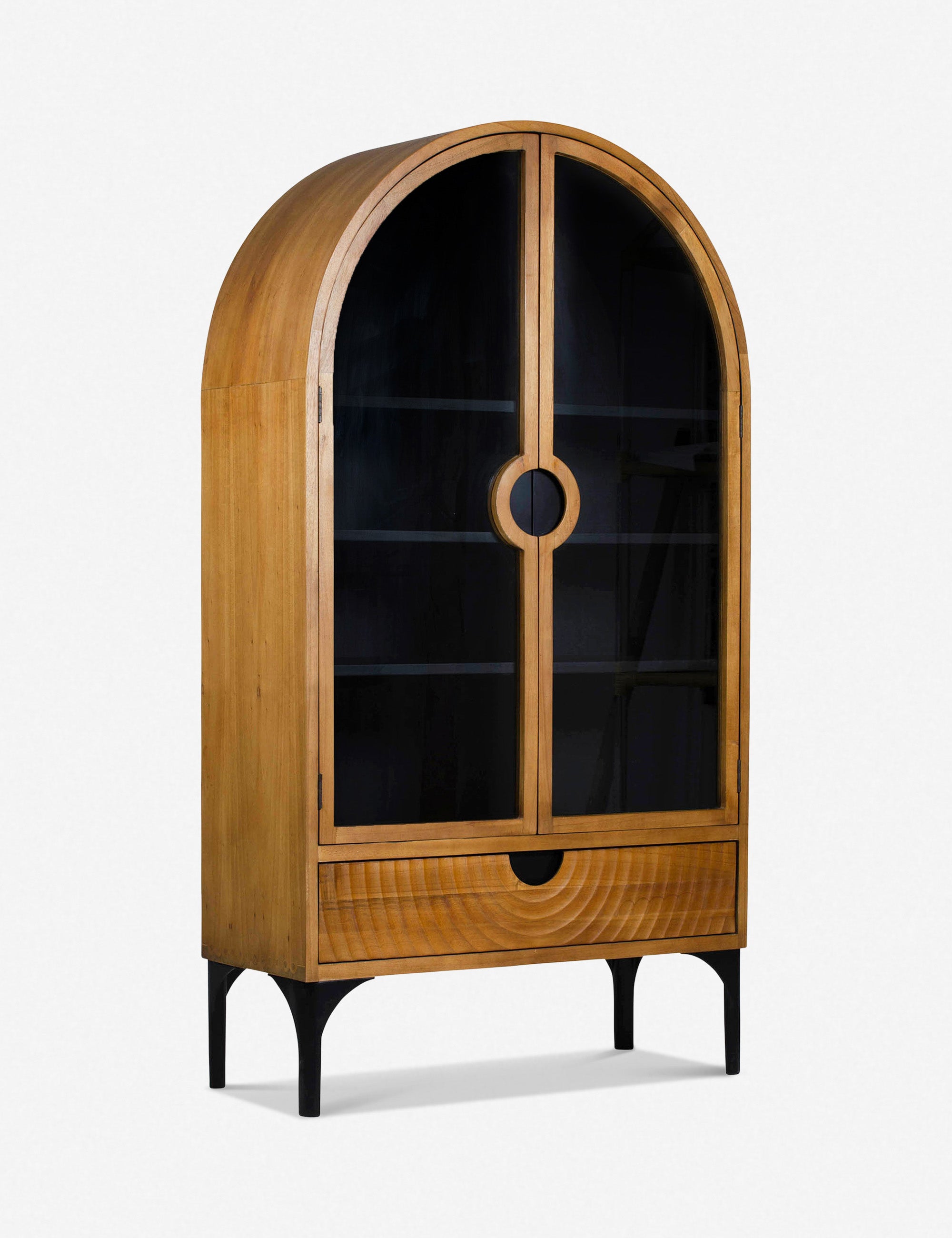 Bucru Glass Display Cabinet - Elegant Wooden Curio Cabinet with LED Lights for Collectibles, China, and Home Decor | Perfect for Living Room, Dining Room, and Office Display