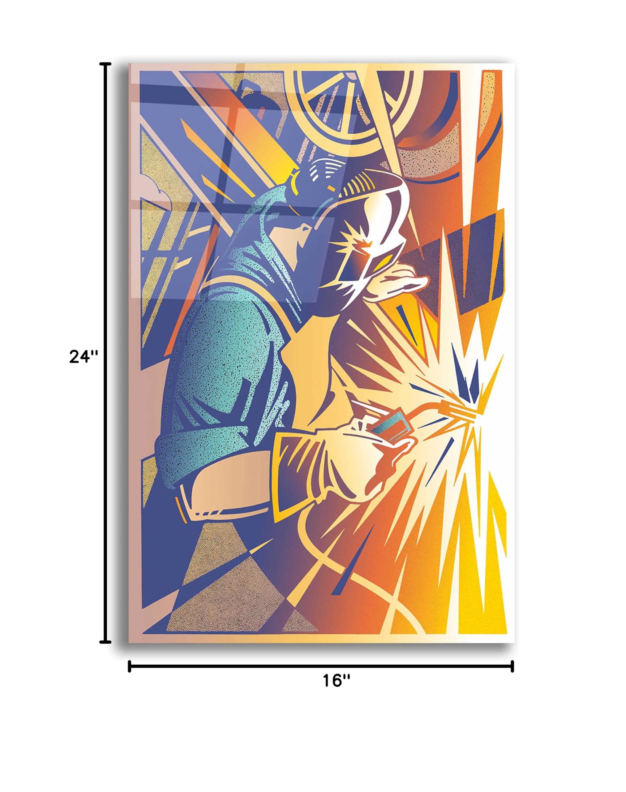 Epic Art 'Welder's Spark' by David Chestnutt - 16x24 Inch Acrylic Glass Wall Art Painting - Modern Home & Office Decor for Living Room, Bedroom, or Workspace