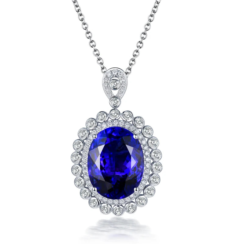 18K White Gold Tanzanite & Diamond Ring Pendant Dual Use Jewelry for Women - Elegant Bridal Gift, Anniversary Present & Special Occasion Jewelry