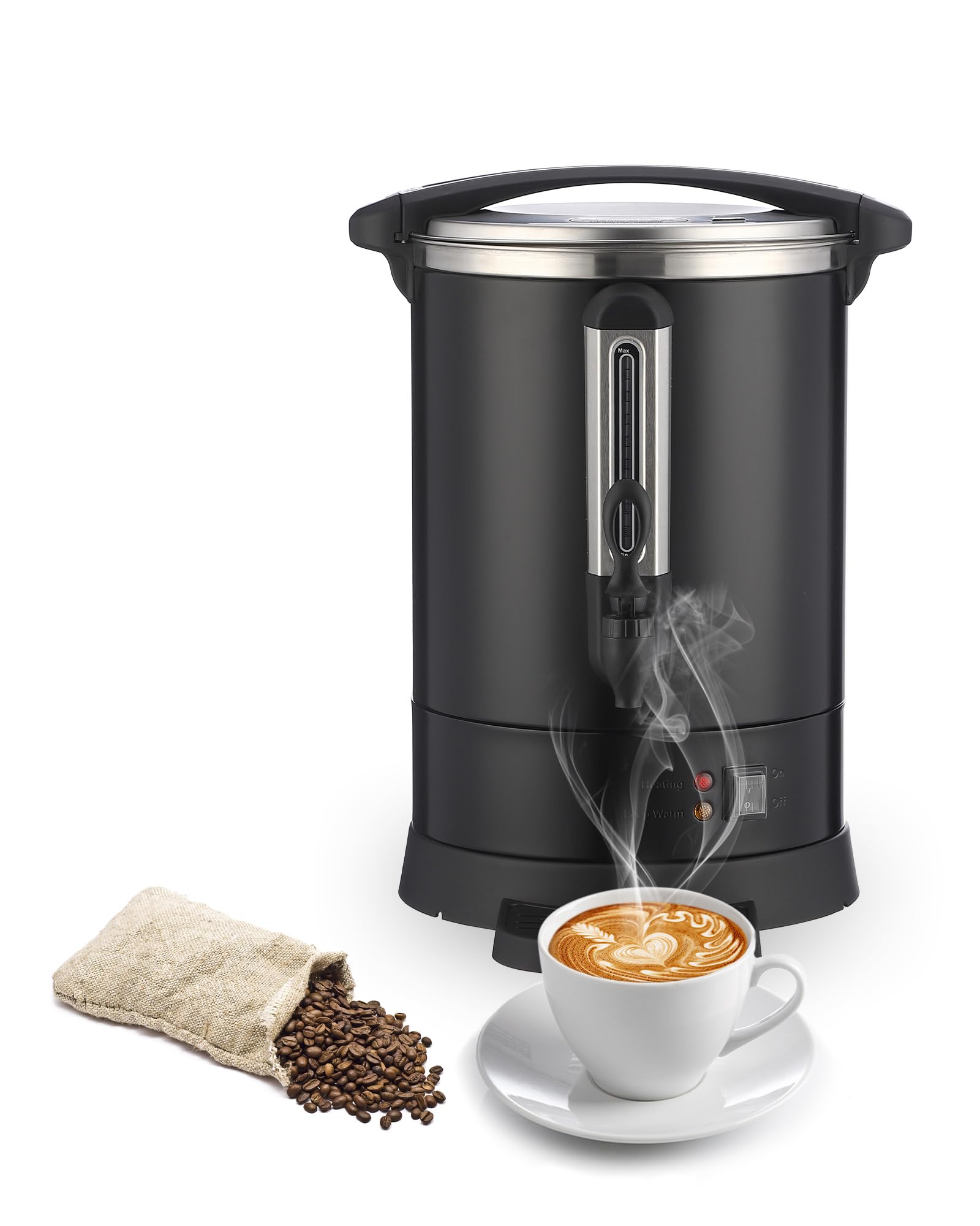 100 Cup Commercial Coffee Urn - 12L Large Capacity Coffee Maker for Church, Office Meetings & Events - Stainless Steel Black Coffee Dispenser - Perfect for Catering, Weddings, Parties & Large Gatherings