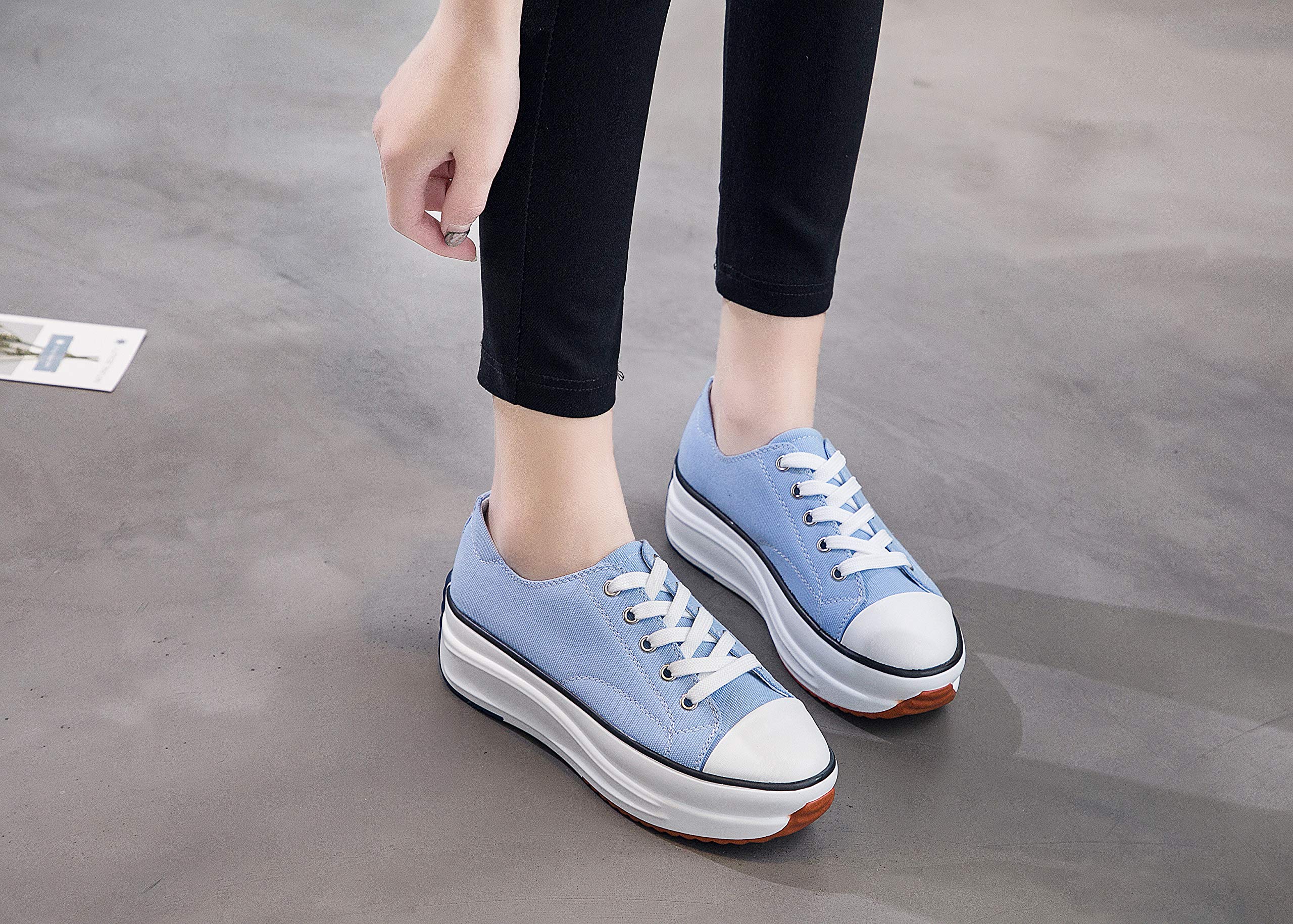 Women's Fashion High Heel Canvas Sneakers - Comfortable Walking Shoes with Platform Wedge for Casual Wear | Perfect for Office, Dating & Daily Outfits