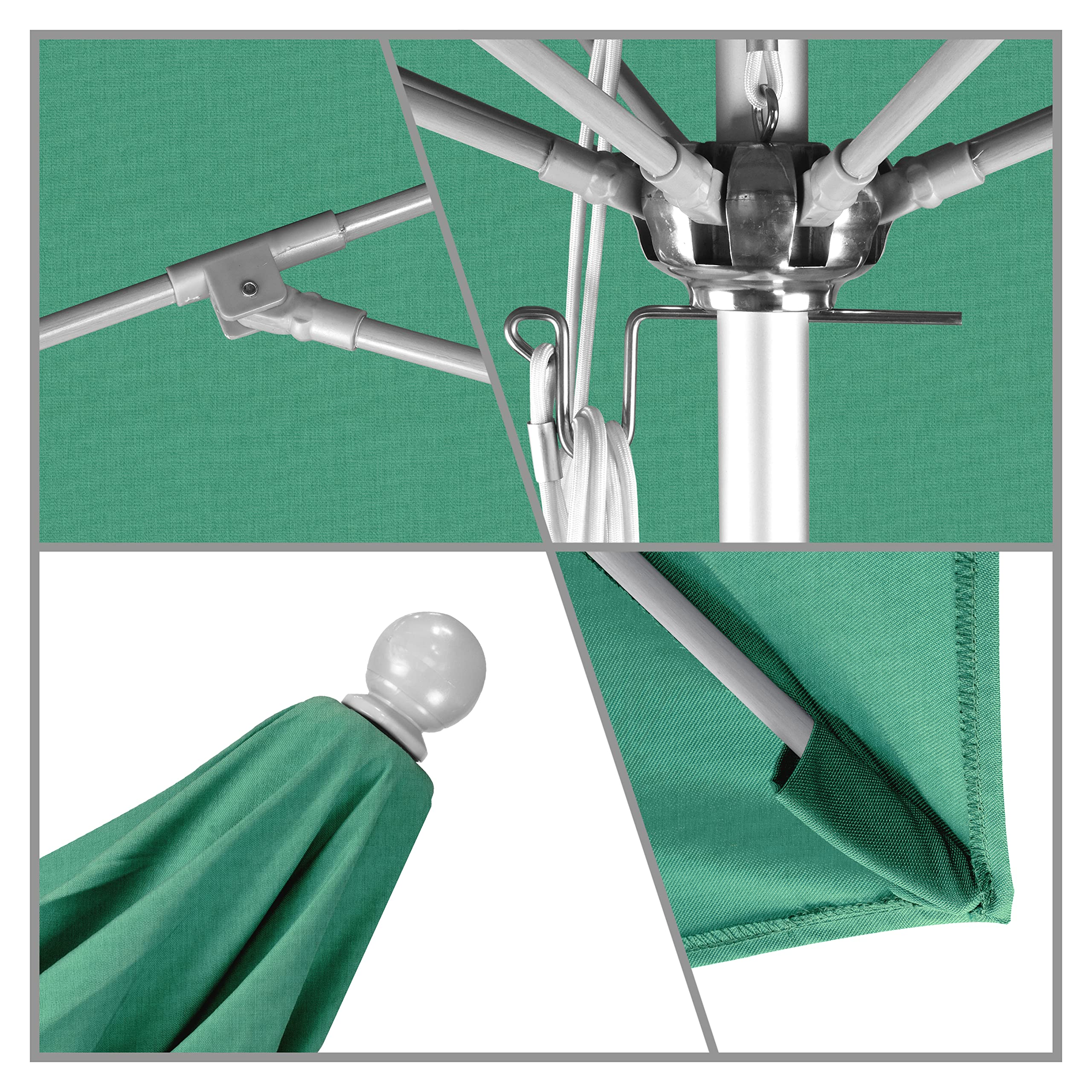 11' California Umbrella - Silver Patio Umbrella with Pulley for Outdoor Dining & Poolside