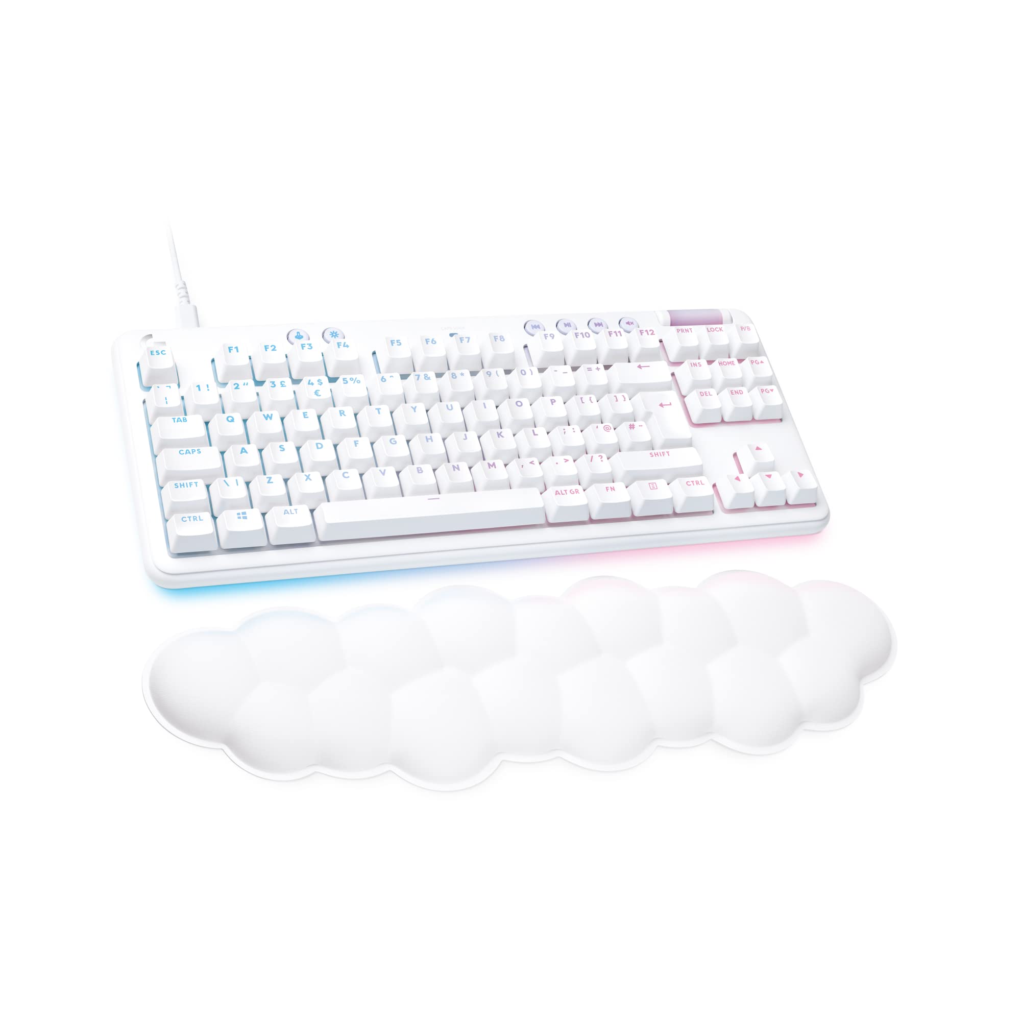 Logitech G713 Wired Mechanical Gaming Keyboard - RGB Backlit with GX Brown Tactile Switches, Detachable Palm Rest for PC & Mac (White Mist) | Perfect for Esports, Streaming & Office Work