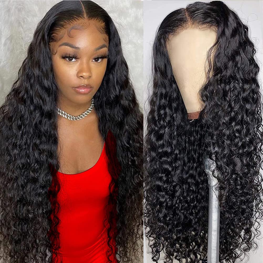 CHEETAHBEAUTY 13x6 HD Transparent Lace Front Wig - Brazilian Human Hair Deep Wave 10A Grade - Pre Plucked with Baby Hair - 250% Density 30 Inch - Natural Black - For Black Women | Perfect for Daily Wear, Parties, Weddings & Special Occasions