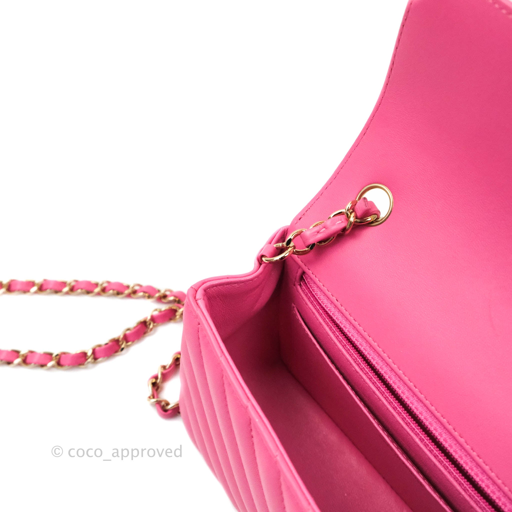 Chanel Chevron Mini Rectangular Lambskin Flap Bag in Pink with Gold Hardware - Perfect for Evening Events & Luxury Fashion Accessories