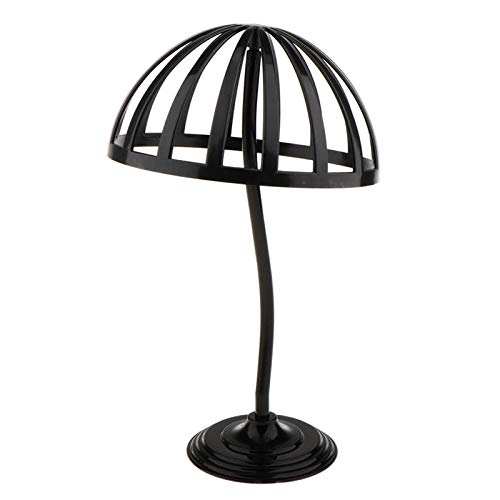 Xinxinchaoshi Metal Wig Stand & Hat Display Rack - Adjustable Holder for Wigs, Bucket Hats, Straw Hats, Sunhats & Hairpieces - Durable Storage Shelf for Salon, Retail Store & Home Organization (Black)