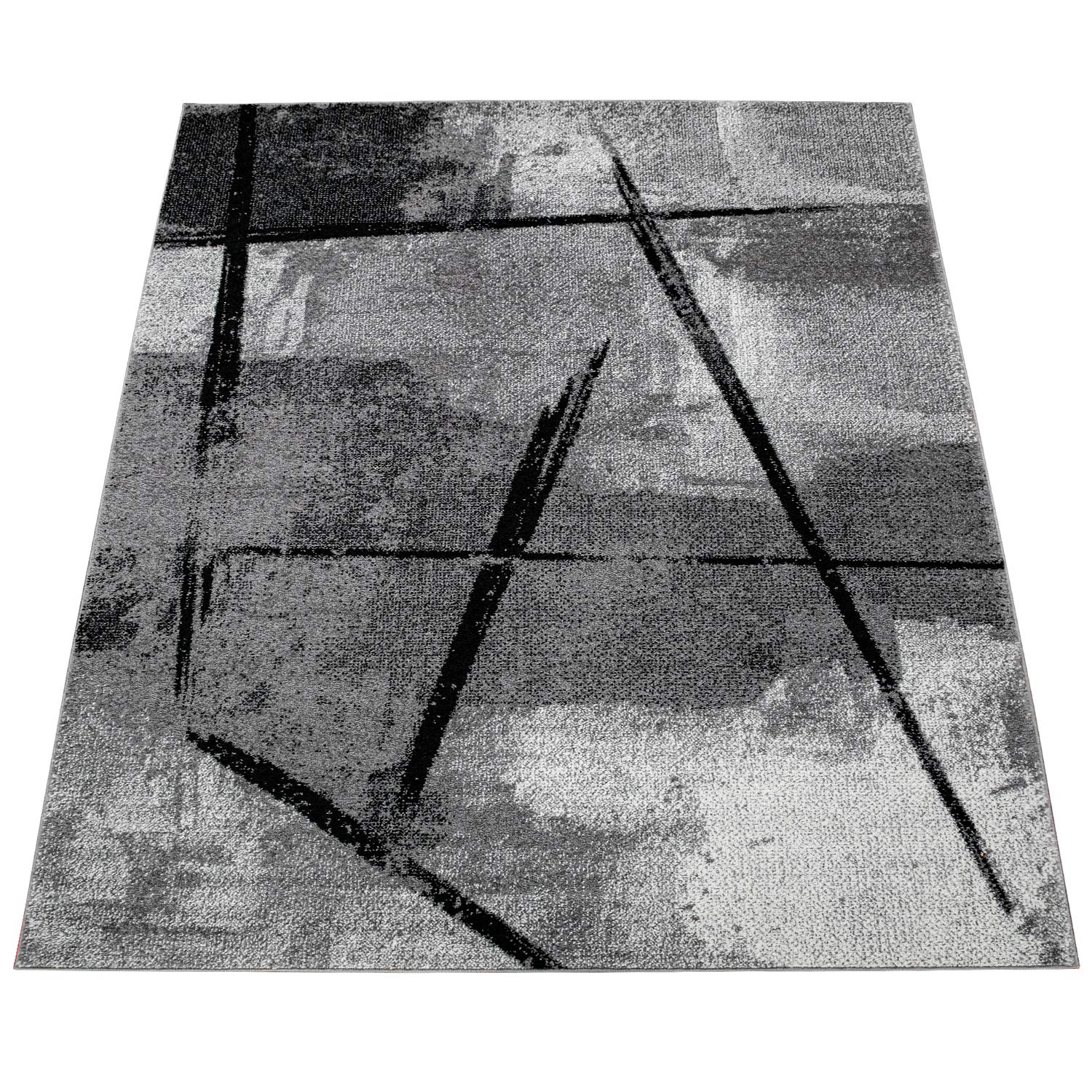Modern Abstract Grey Black Area Rug 6'7