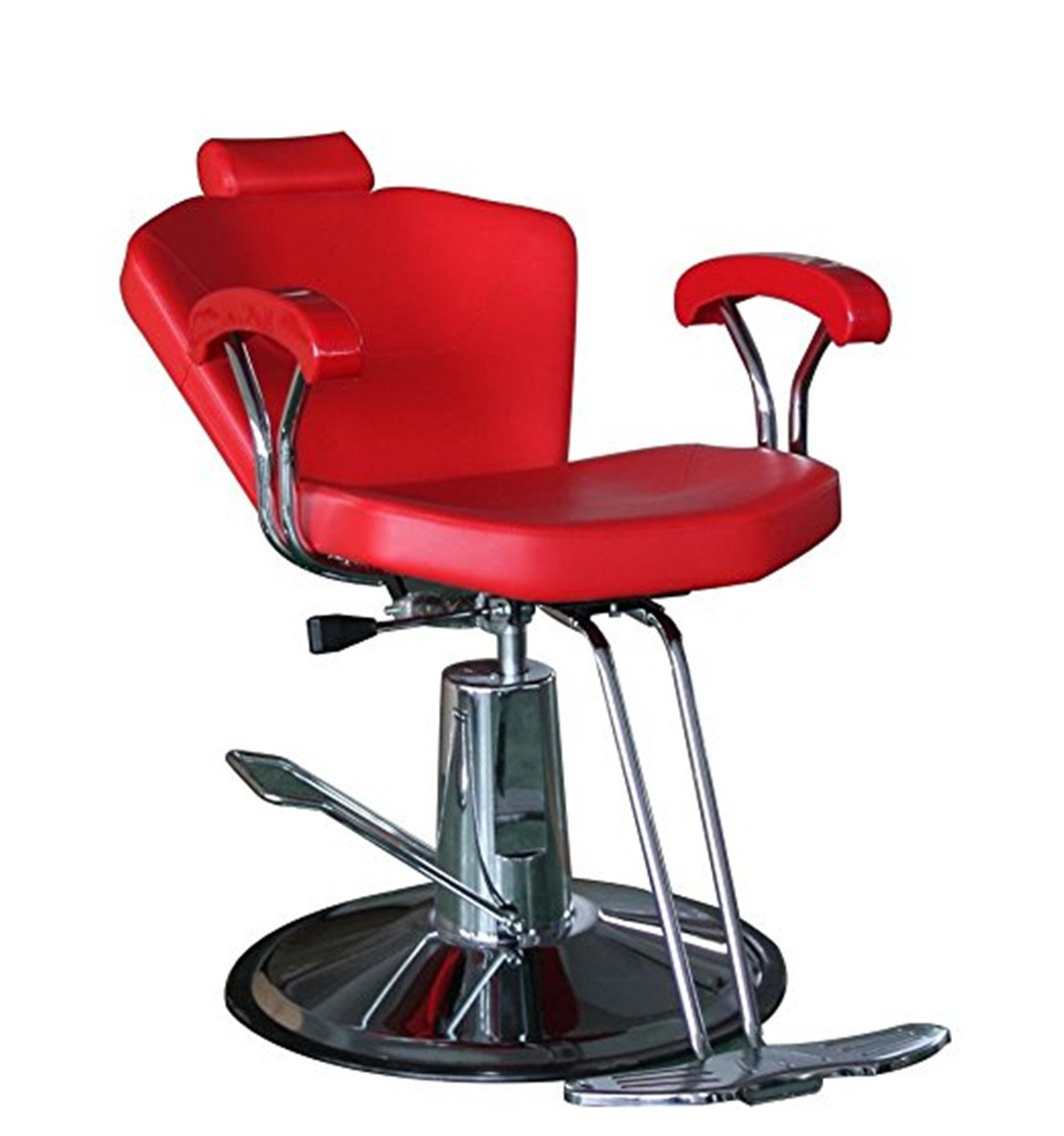 Professional Red Hydraulic Barber Chair - Salon Hair Styling Equipment for Haircuts & Shaving - Perfect for Barbershops, Salons & Home Use