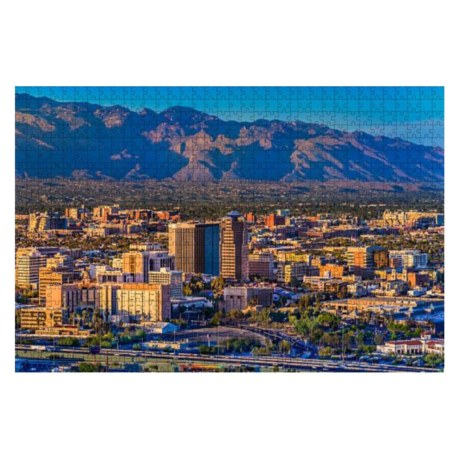 1000-Piece Wooden Jigsaw Puzzle - Tucson Arizona Skyline with Santa Catalina Mountains | Educational & Stress-Relief Toy for Adults & Kids | Perfect for Family Game Night & Classroom Activities