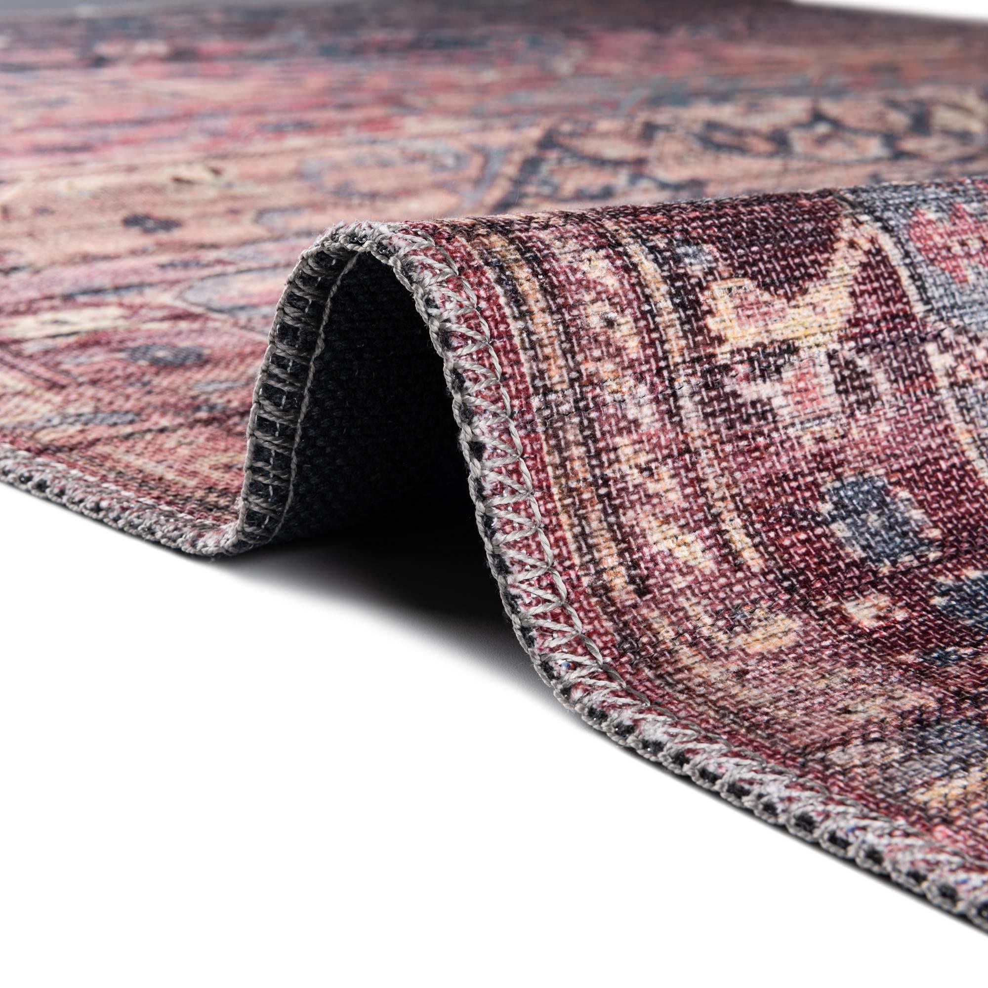 Washable Low-Pile Area Rug 10' x 13' Rust Red - Maahru Collection by Rugs.com | Perfect for Living Rooms, Dining Rooms & Open Floor Plans | Pet-Friendly & Easy Clean Home Decor
