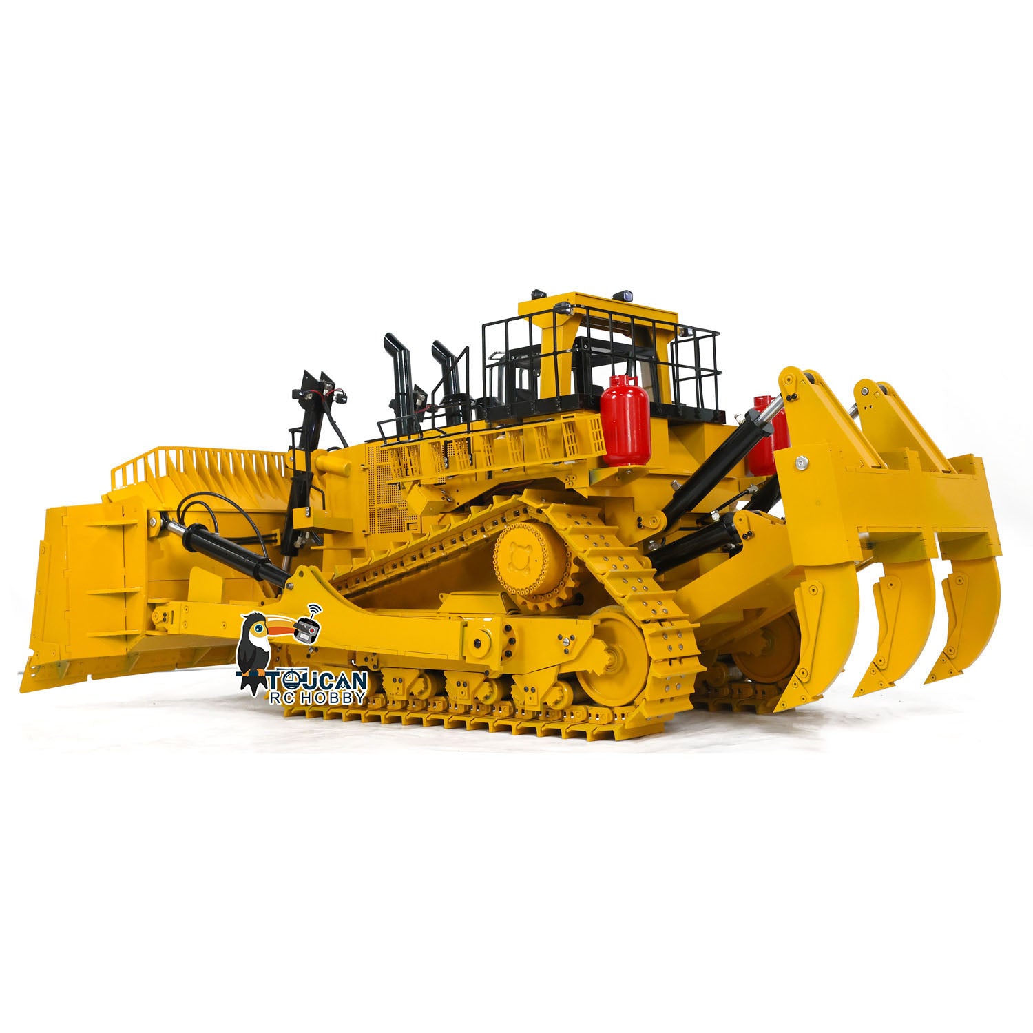 TOUCAN 110KG D11T 1/10 Scale RC Hydraulic Bulldozer - Heavy Duty Metal Remote Control Construction Dozer with 3 Plows - Ready to Run for Backyard Construction, Crawler Tractor Racing & RC Enthusiasts