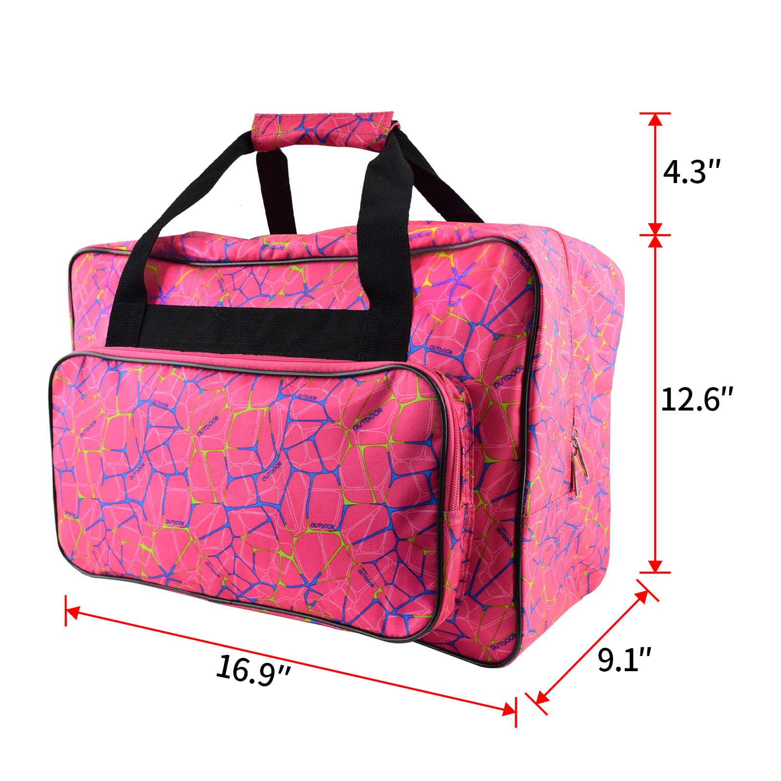 TLBTEK Universal Sewing Machine Carrying Case - Rose Red Canvas Tote Bag with Padded Protection & Storage Pockets | Portable Dust Cover for Singer, Brother, Janome Sewing Machines | Perfect for Home Use, Quilting Classes & Craft Storage