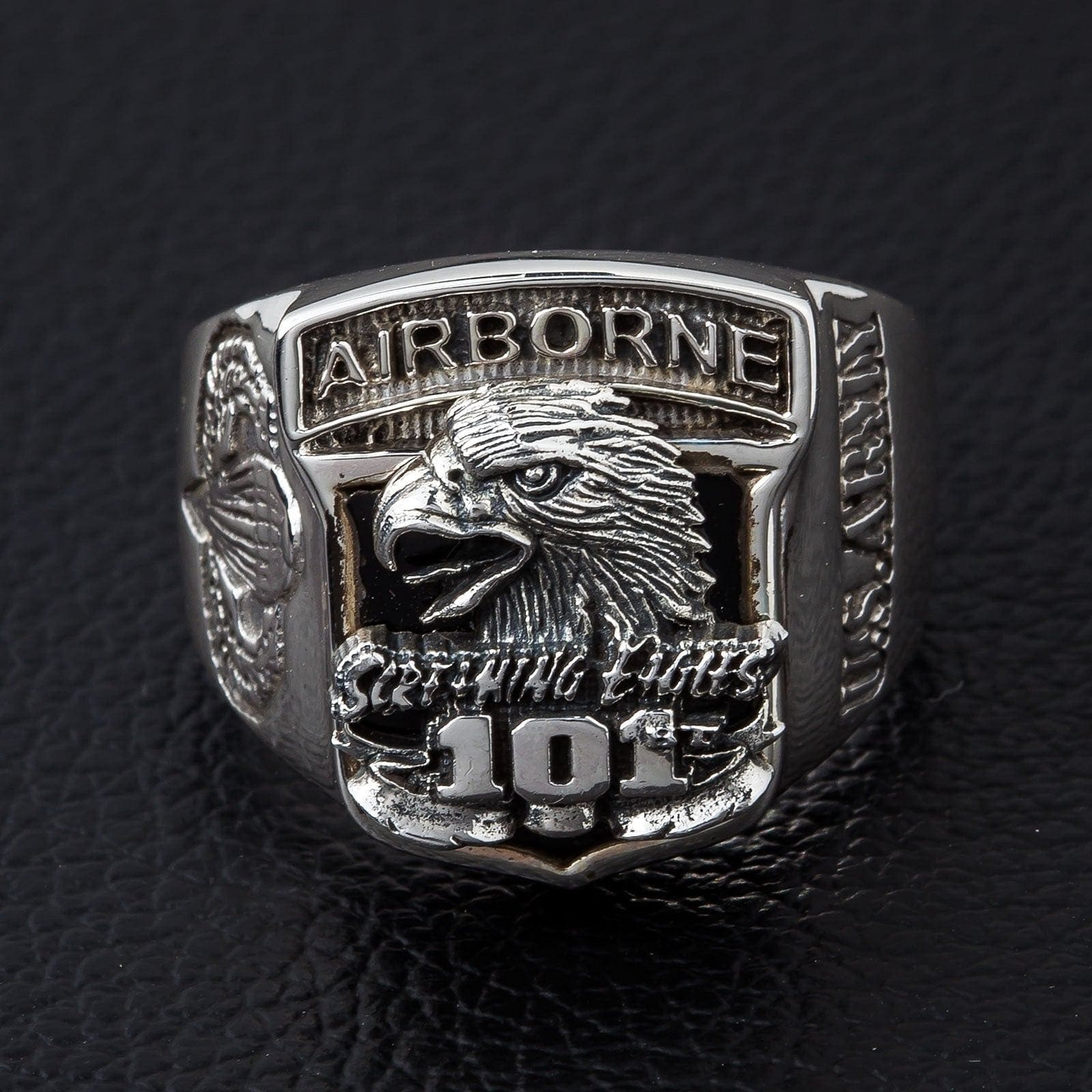 Screaming Eagle 101st Airborne Division Sterling Silver Military Ring for Men - Perfect for Veterans, Army Enthusiasts & Collectors