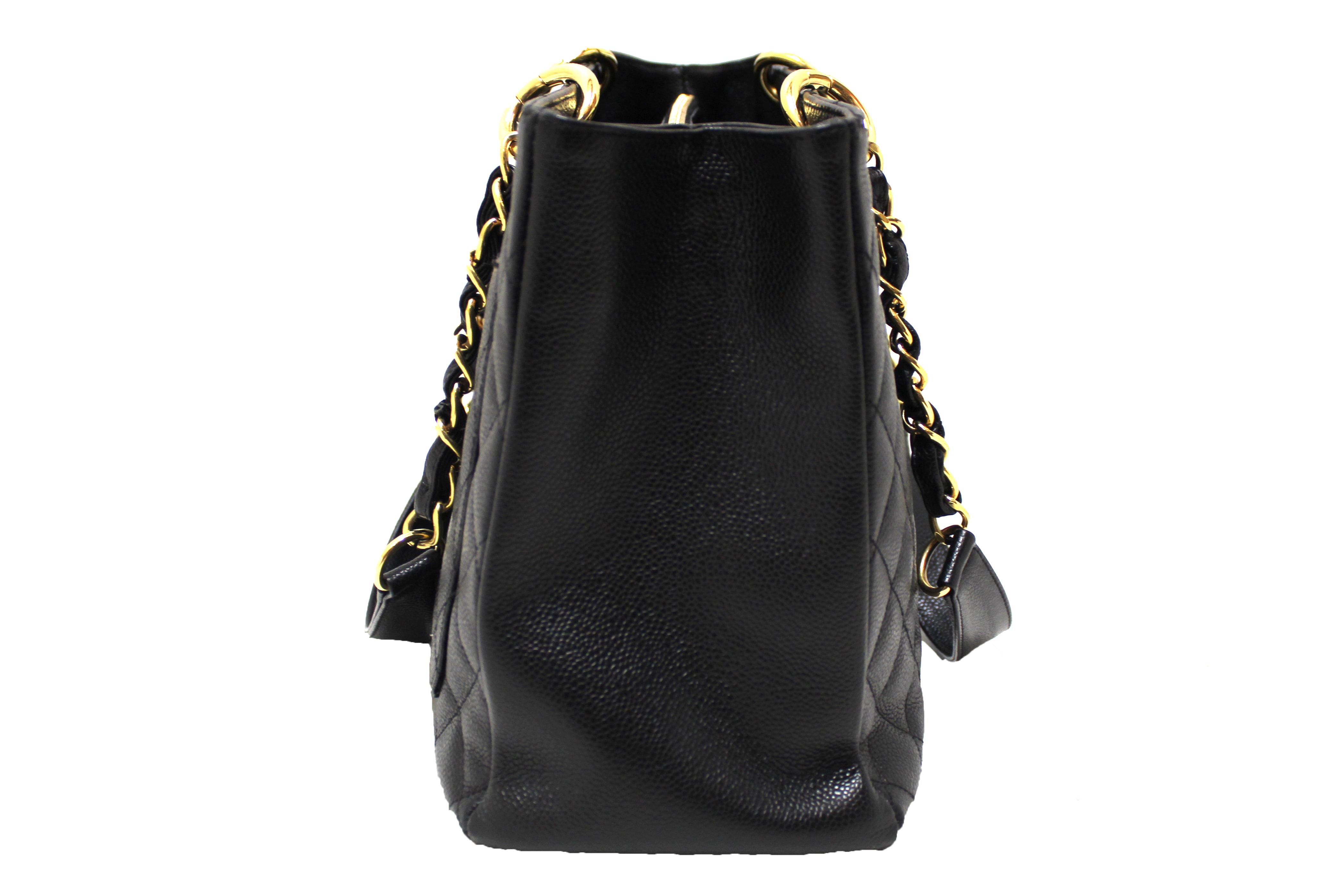 Authentic Chanel Black Quilted Caviar Leather Grand Shopping Tote Bag for Women - Luxury Designer Shoulder Handbag for Work, Travel & Everyday Use
