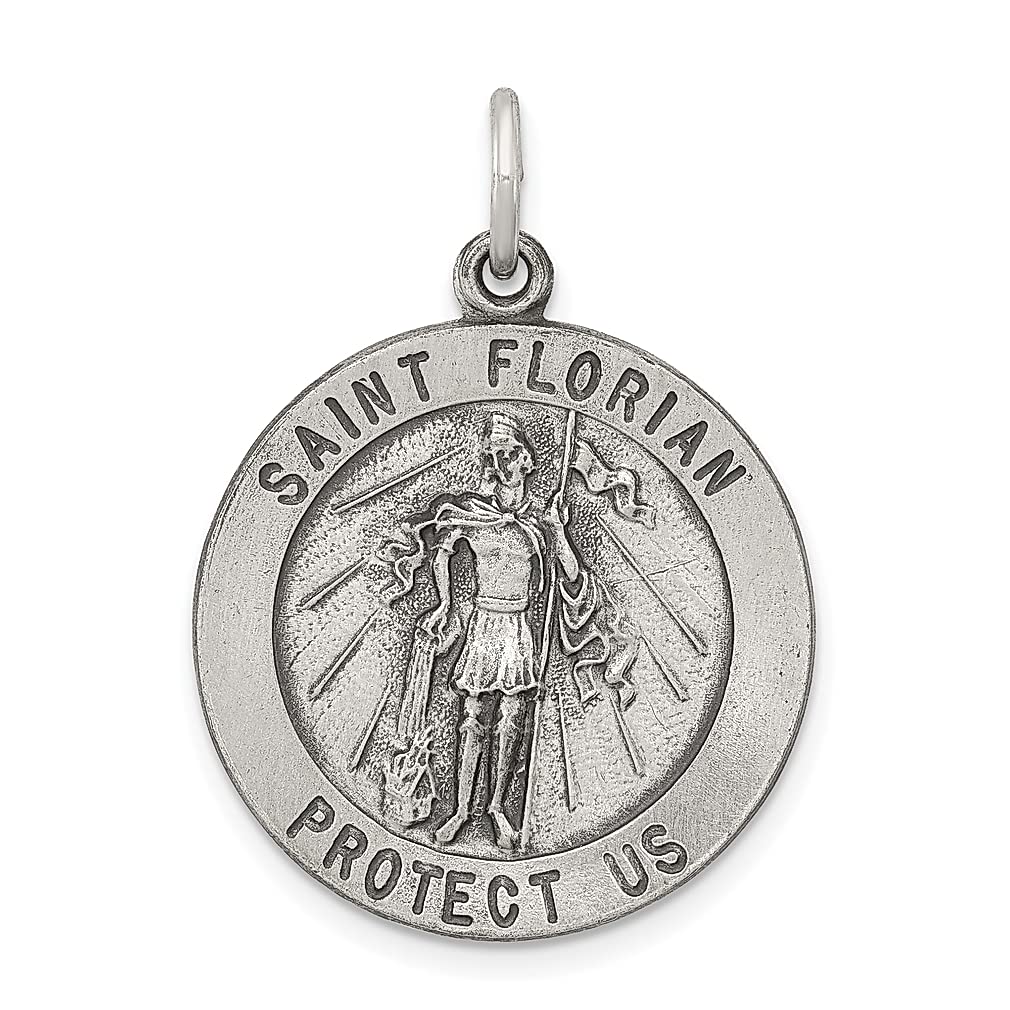 925 Sterling Silver Saint Florian Medal Pendant Necklace - Religious Patron Saint Jewelry for Women, Gifts for Her - Perfect for Baptism, First Communion & Spiritual Protection