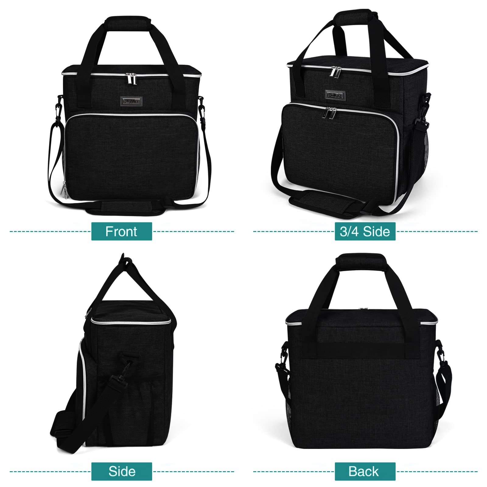 BAGLHER Dog Travel Bag - Pet Carrier with 2 Food Containers & 2 Collapsible Bowls - Essential Pet Travel Accessories for Dogs & Cats - Perfect for Airplane, Car Trips & Outdoor Adventures (Black)