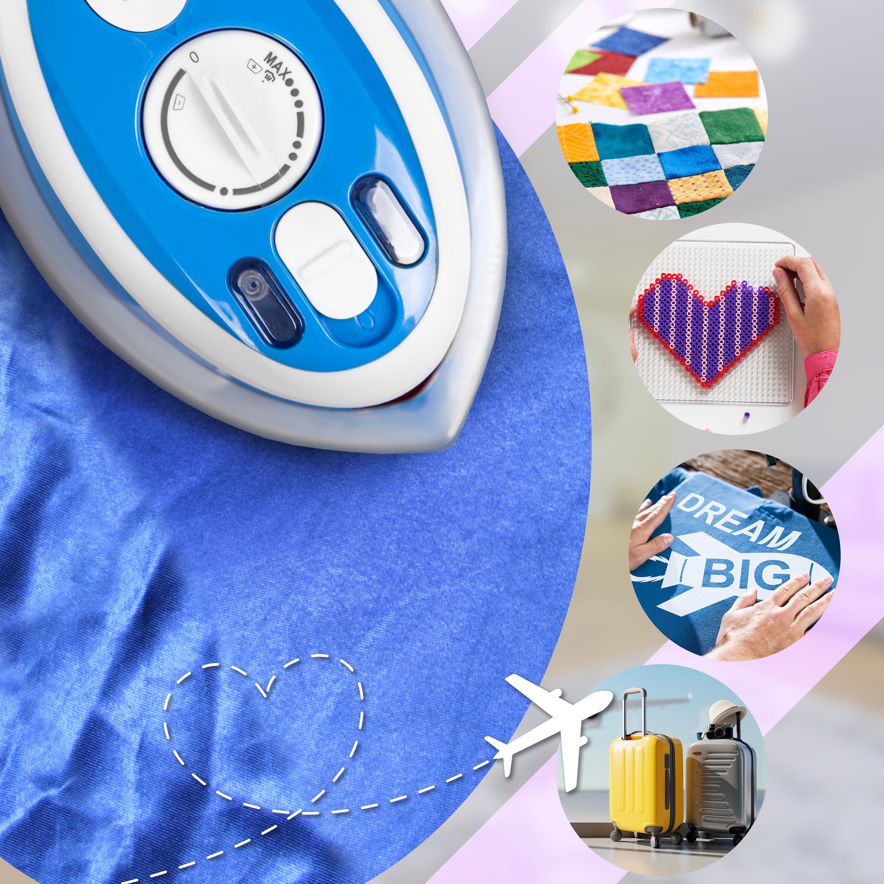 Duronic SI3 BE Portable Travel Iron - Dual Voltage, Lightweight & Compact Mini Steam Iron with Ceramic Plate - Perfect for Travel, Business Trips, Sewing Projects & Holiday Packing (Blue)