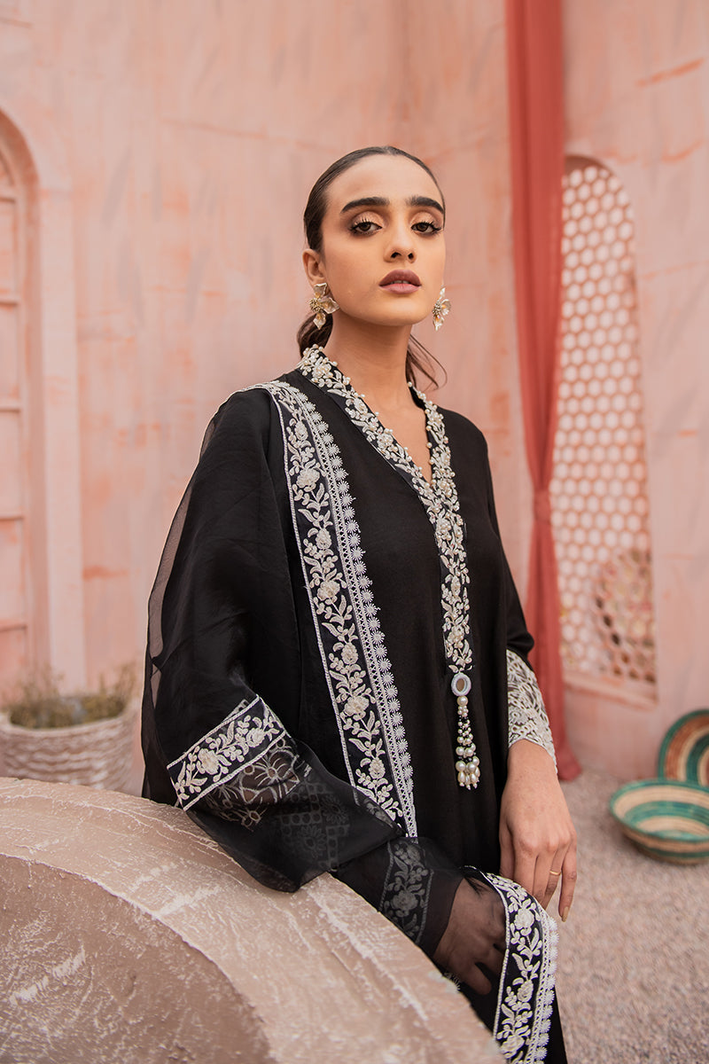 BLACK DREAM 2PC Women's Ethnic Outfit Set (Kurta Shirt & Dupatta Scarf) - Traditional Indian Pakistani Clothing for Festivals, Weddings & Special Occasions