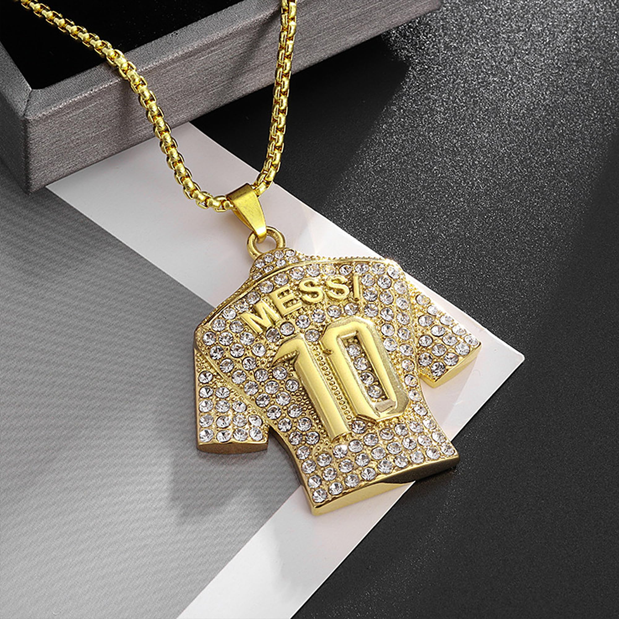 Number 10 Soccer Jersey Pendant Necklace - Titanium Steel Football Jersey Necklace for Miami Fans - Perfect Gift for Soccer Players and Supporters - Great for Game Days, Fan Events & Birthday Presents