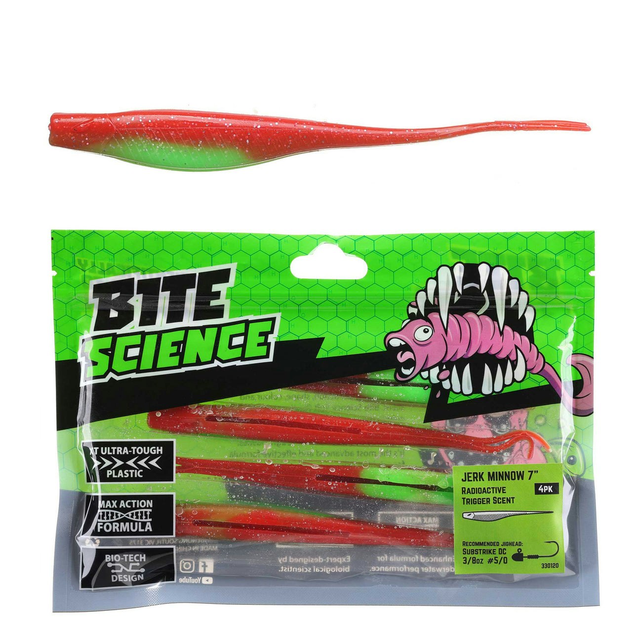 Bite Science Jerk Minnow Fishing Lures - Topwater Bass Lures for Freshwater & Saltwater - Perfect for Trout, Walleye, and Pike Fishing in Lakes & Rivers
