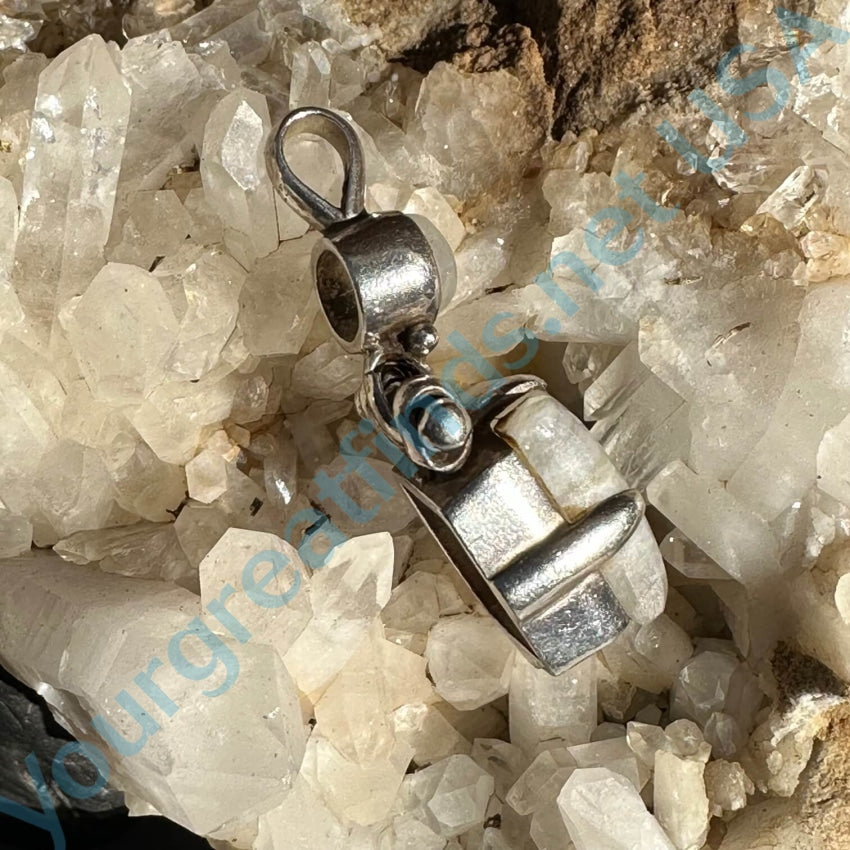Vintage Large Sterling Silver Rainbow Moonstone Pendant Necklace - Elegant Boho Jewelry for Women, Perfect for Weddings, Parties & Everyday Wear