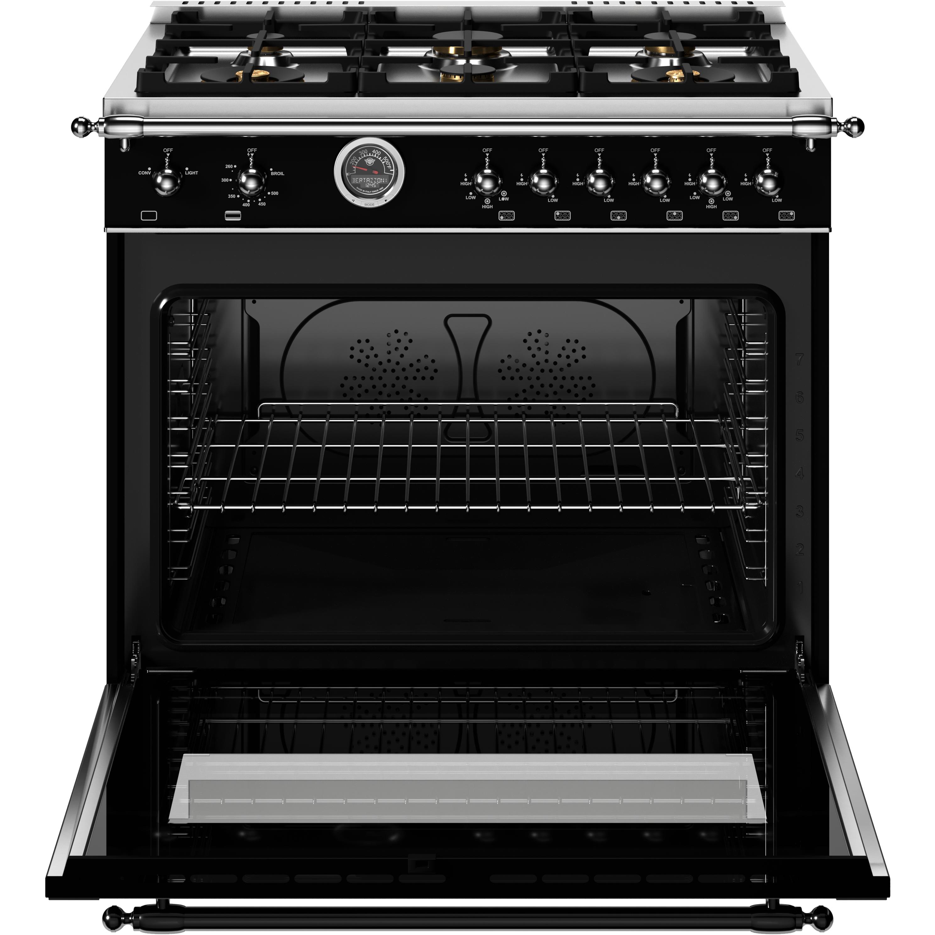Bertazzoni 36 Inch Freestanding Gas Range HER366BCFGMNET - Professional Italian Kitchen Appliance for Home Chefs & Cooking Enthusiasts - Perfect for Gourmet Meals, Family Dinners & Entertaining Guests