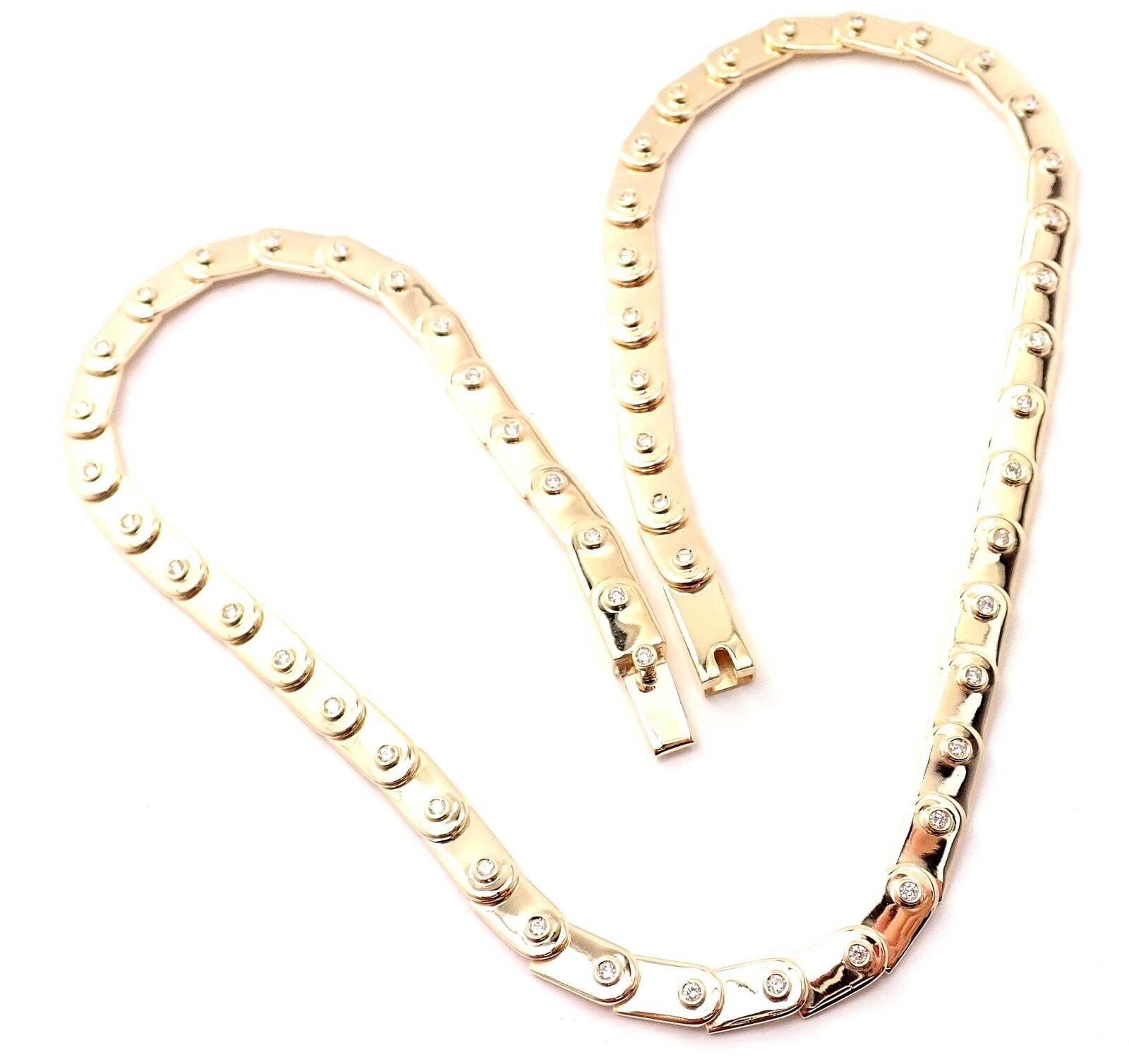 Authentic Gucci 18k Yellow Gold Diamond Tennis Necklace - Luxury Women's Jewelry for Parties, Weddings & Special Occasions