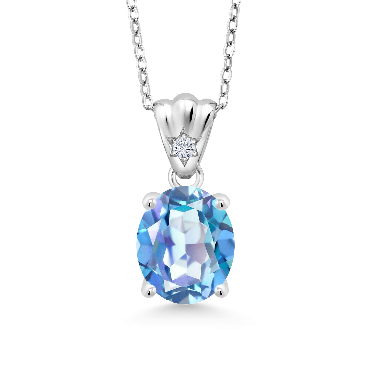 3.64 Ct Millennium Blue Mystic Quartz Lab-Grown Diamond Pendant in 925 Sterling Silver | Elegant Jewelry Gift for Women | Perfect for Weddings, Anniversaries & Special Occasions