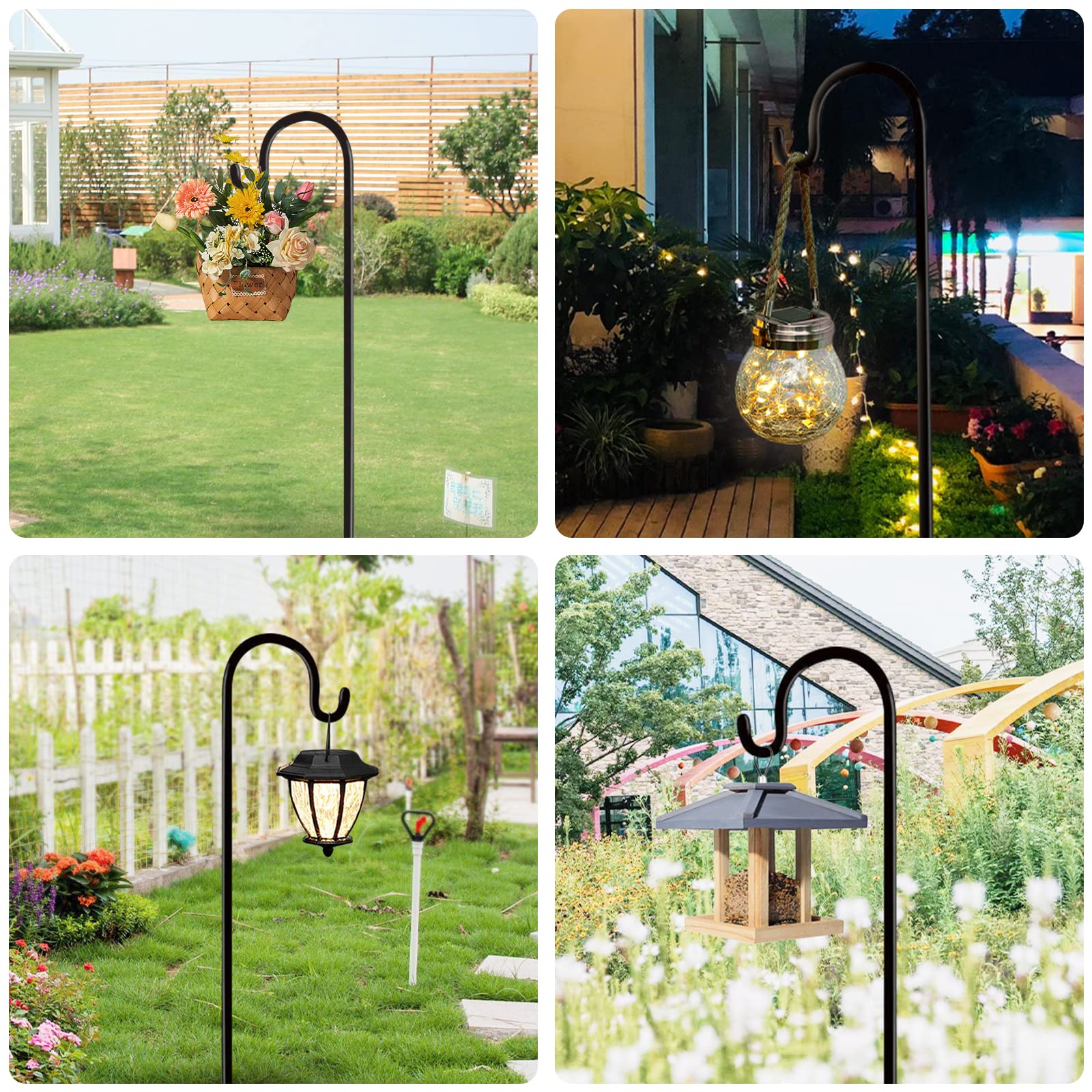 36 Inch Heavy Duty Shepherd Hooks Outdoor - Sturdy Plant Hangers for Solar Lights, Bird Feeders, Mason Jars & Flower Pots | Perfect for Garden, Wedding Decor & Patio Lighting