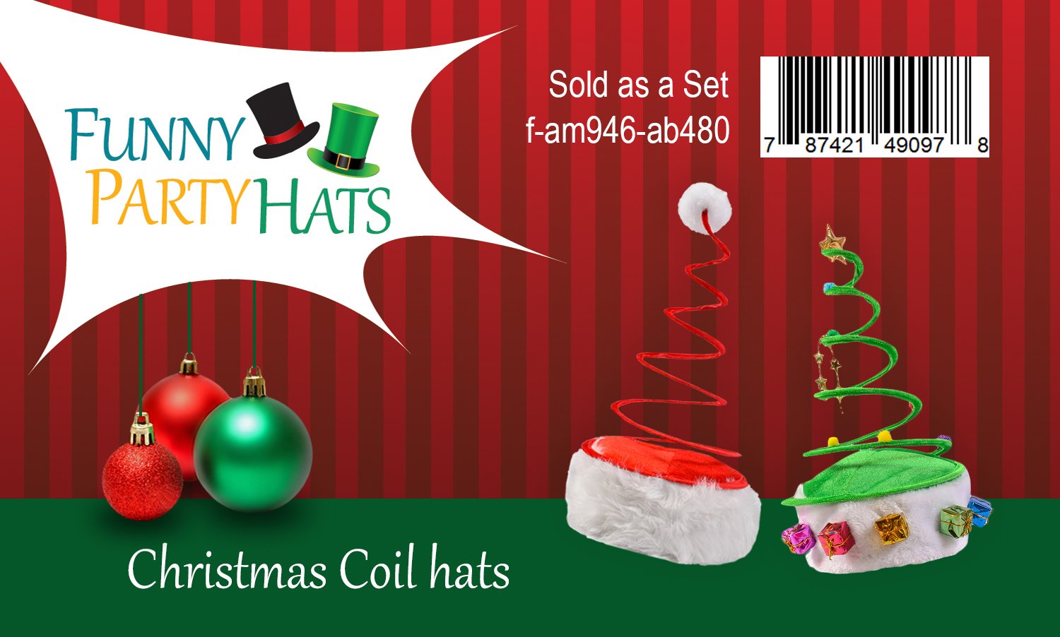 Funny Christmas Party Hats Set - Santa Hat, Elf Hat & Reindeer Antler Headband (2-Piece) for Holiday Parties, Xmas Photos & Festive Celebrations