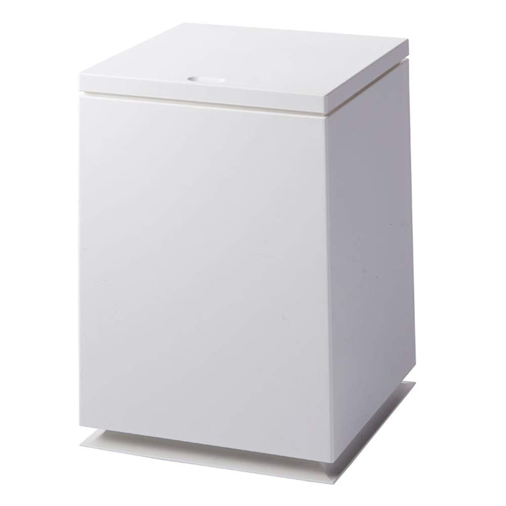 Modern 1.85 Gal/7L Square Trash Can with Lid - Pop Open Push Top Garbage Bin - White Bathroom & Kitchen Waste Basket - Removable Liner Bucket for Home, Office, Dorm, RV - Space Saving Small Trash Can for Bathrooms, Kitchens, Bedrooms & Offices