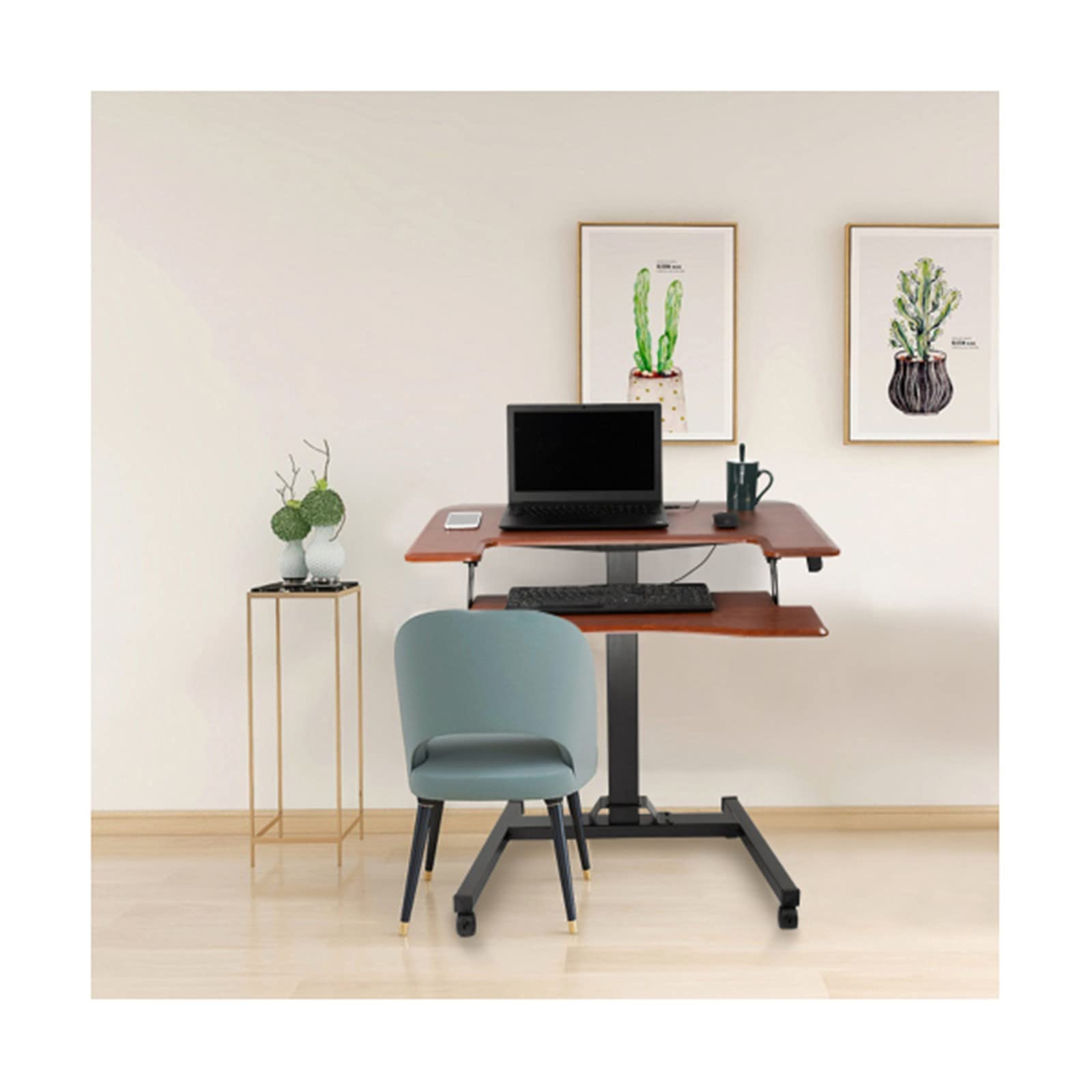 **Adjustable Height Computer Desk with Keyboard Tray - Sit Stand Workstation for Home Office, Over Bed/Sofa, Walnut Finish | Ergonomic Laptop Desk for Studying, Working & Gaming**