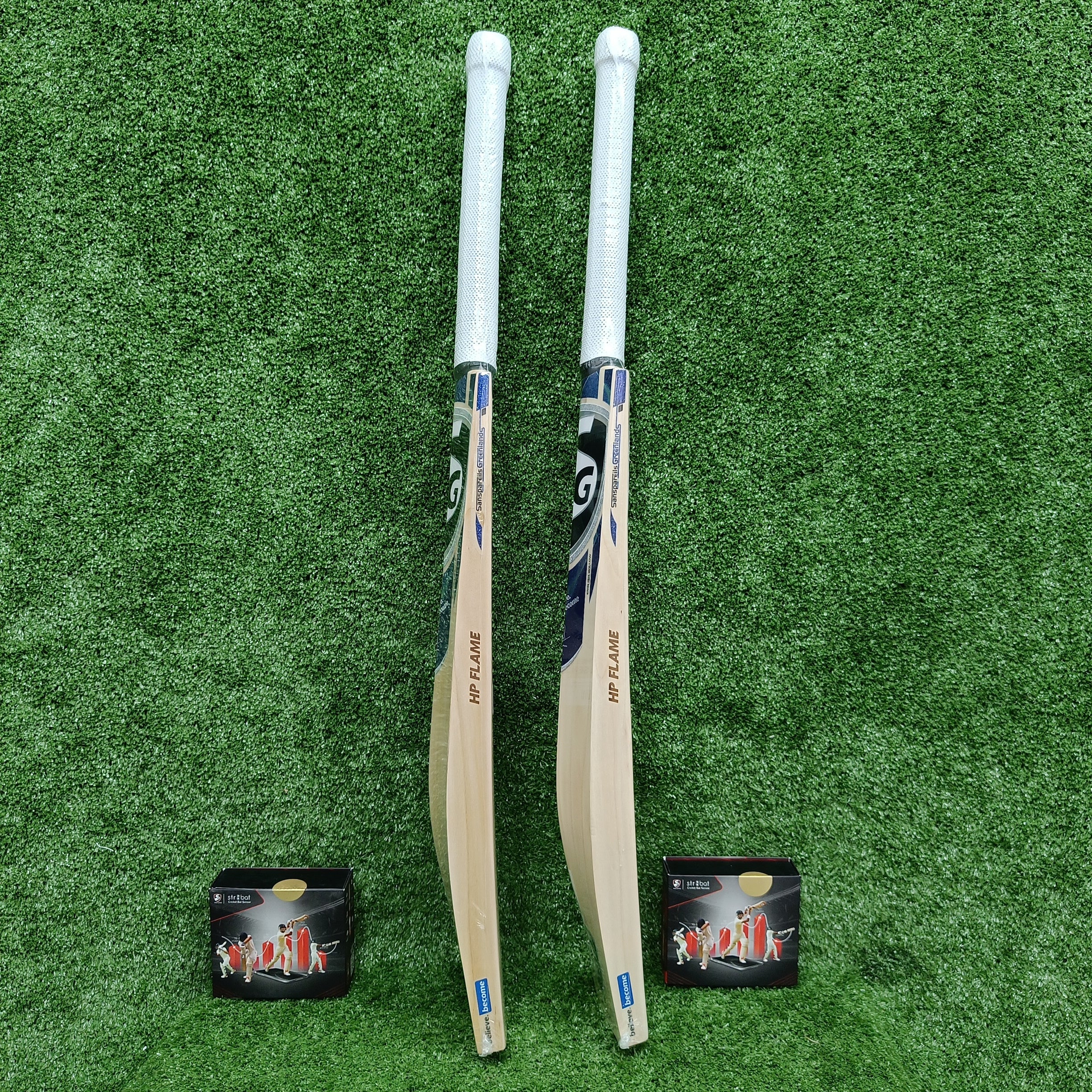 SG HP Flame English Willow Cricket Bat with SG Str8bat Sensor | Premium Cricket Equipment for Professional & Amateur Players | Perfect for Matches, Training & Practice Sessions