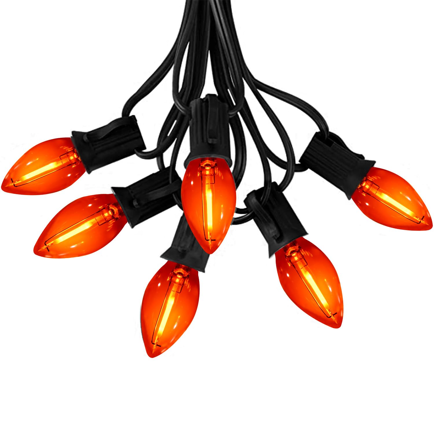 SOTOPOO C7 Orange LED String Lights - 25FT Halloween Party Lights with 25 LED Bulbs (Includes 2 Spare Bulbs) | Indoor Outdoor Waterproof Decor for Home, Yard, Camping, Christmas & Halloween Celebrations