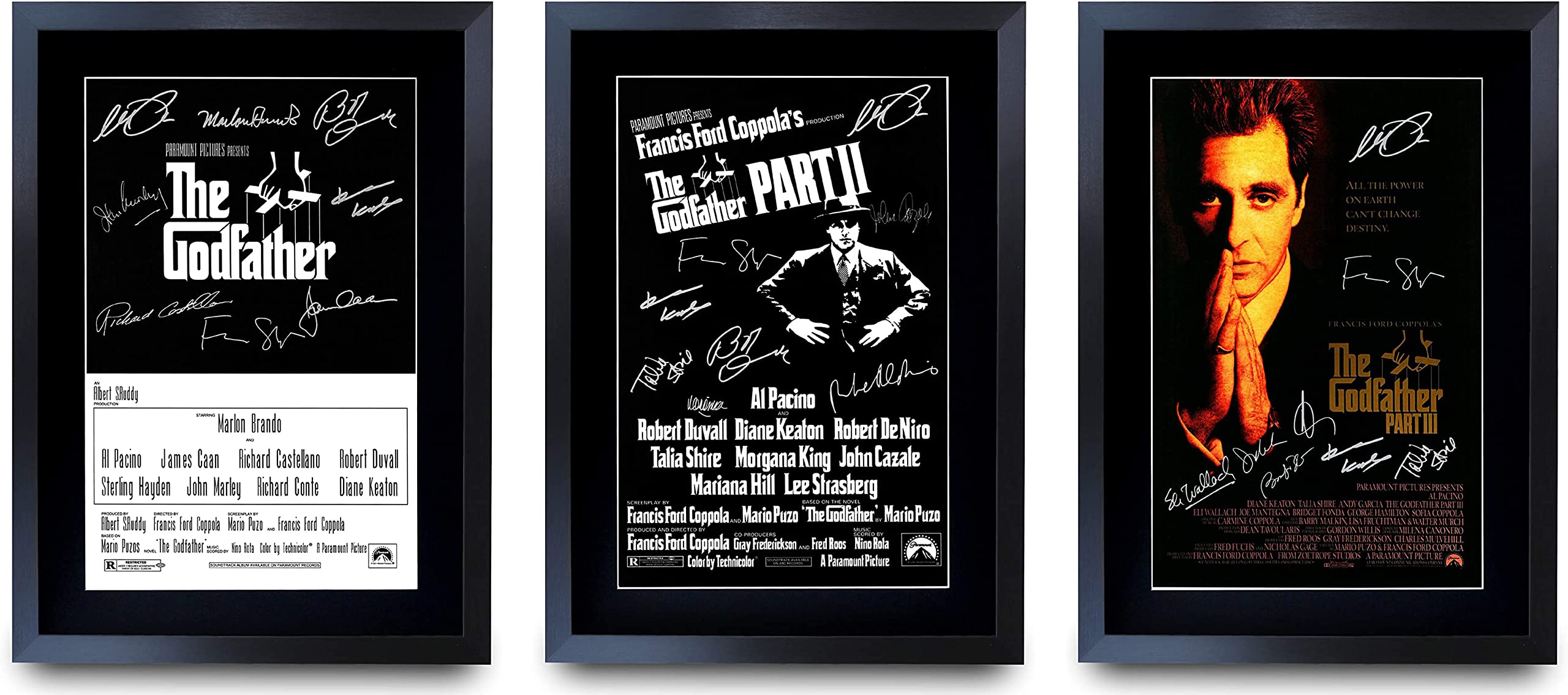 The Godfather Movie Poster 16x12 Inches - Al Pacino Signed Autograph Picture, Framed Wall Art for Film Memorabilia Collectors | Perfect for Home Theater Decor, Office Display & Movie Fan Gifts