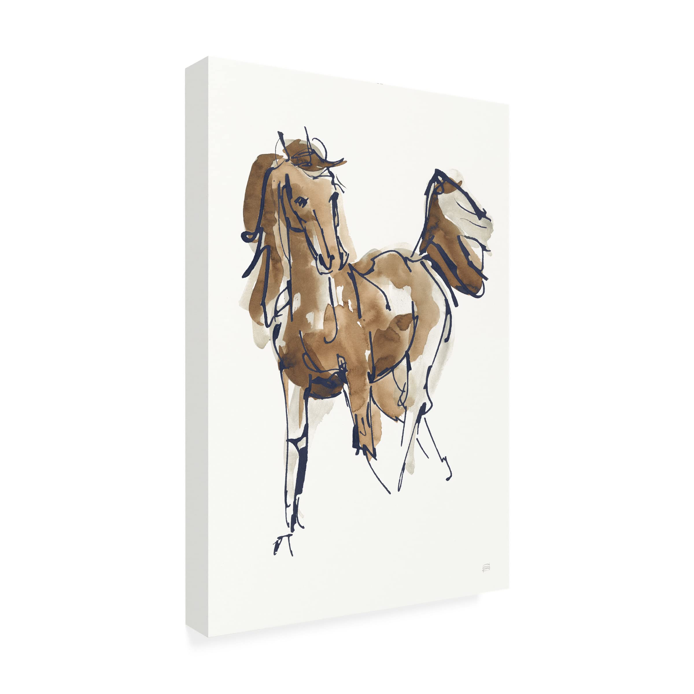Chris Paschke Sketchy Horse VI Navy Canvas Wall Art Print - 16x24 Inches - Modern Abstract Horse Painting for Living Room, Bedroom & Office Decor