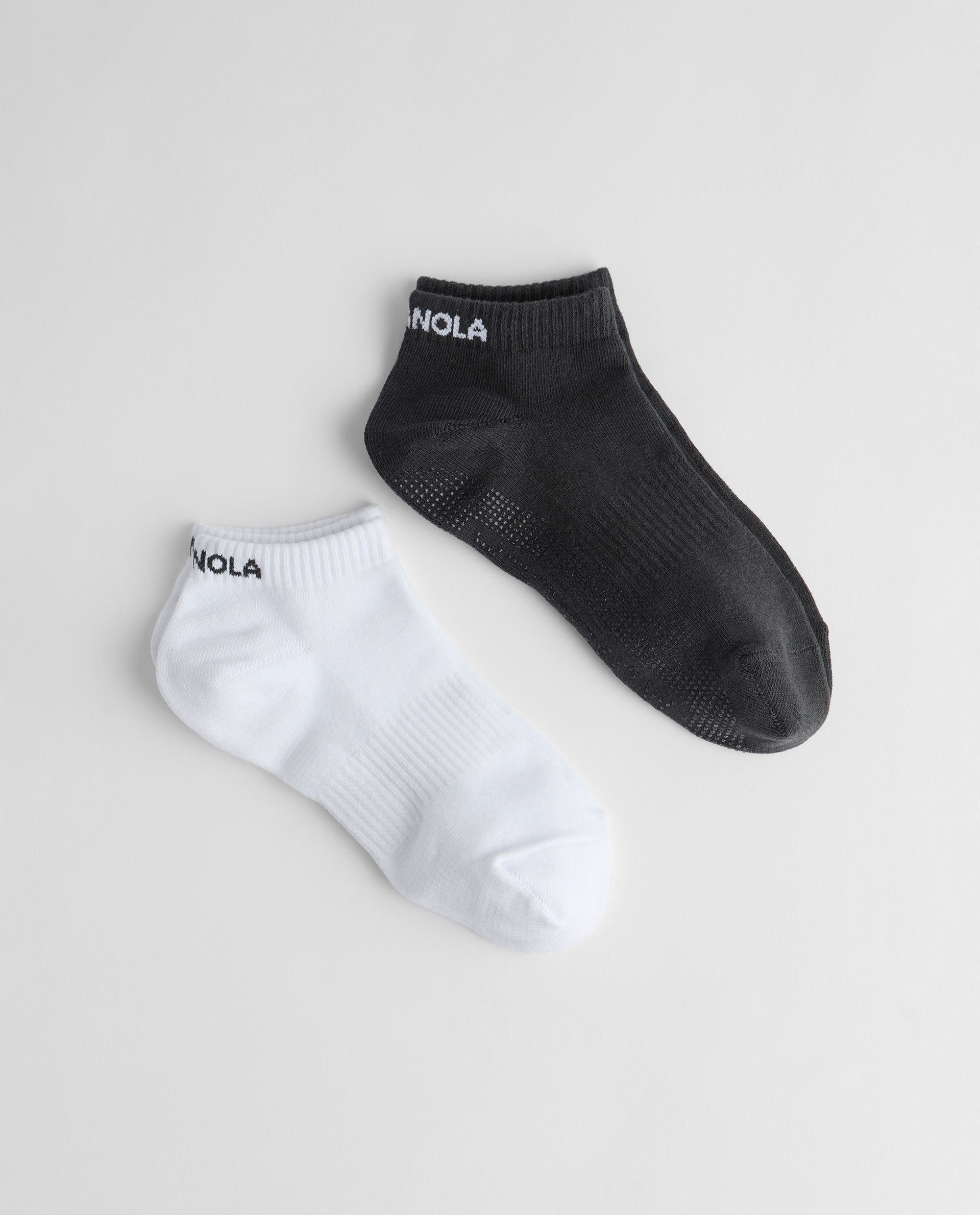 2 Pack Non-Slip Pilates Grip Socks - White & Graphite Grey | Yoga, Barre & Workout Socks with Arch Support for Women & Men | Perfect for Studio, Home Fitness & Dance Classes