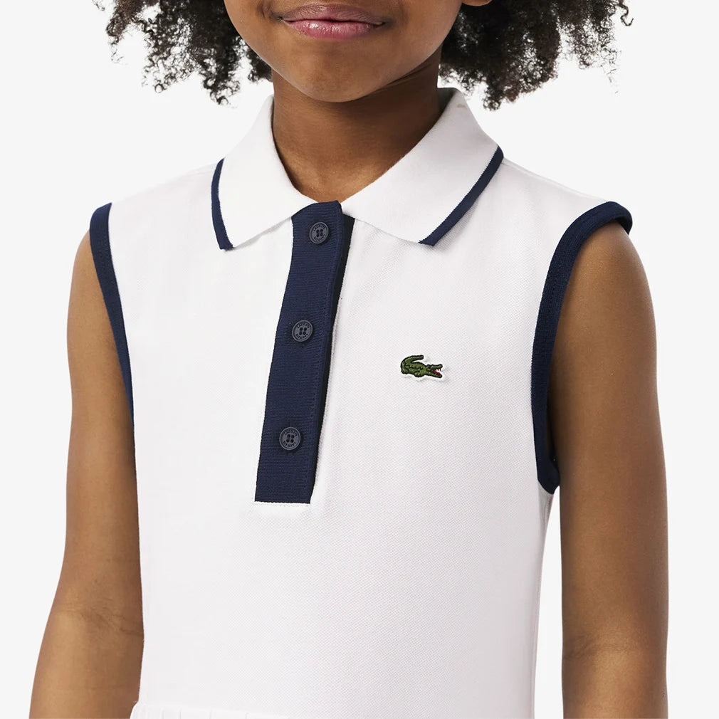 Girls' Mini Pique Tennis Dress White - Breathable & Comfortable Athletic Wear for Junior Tennis Matches & Summer Sports