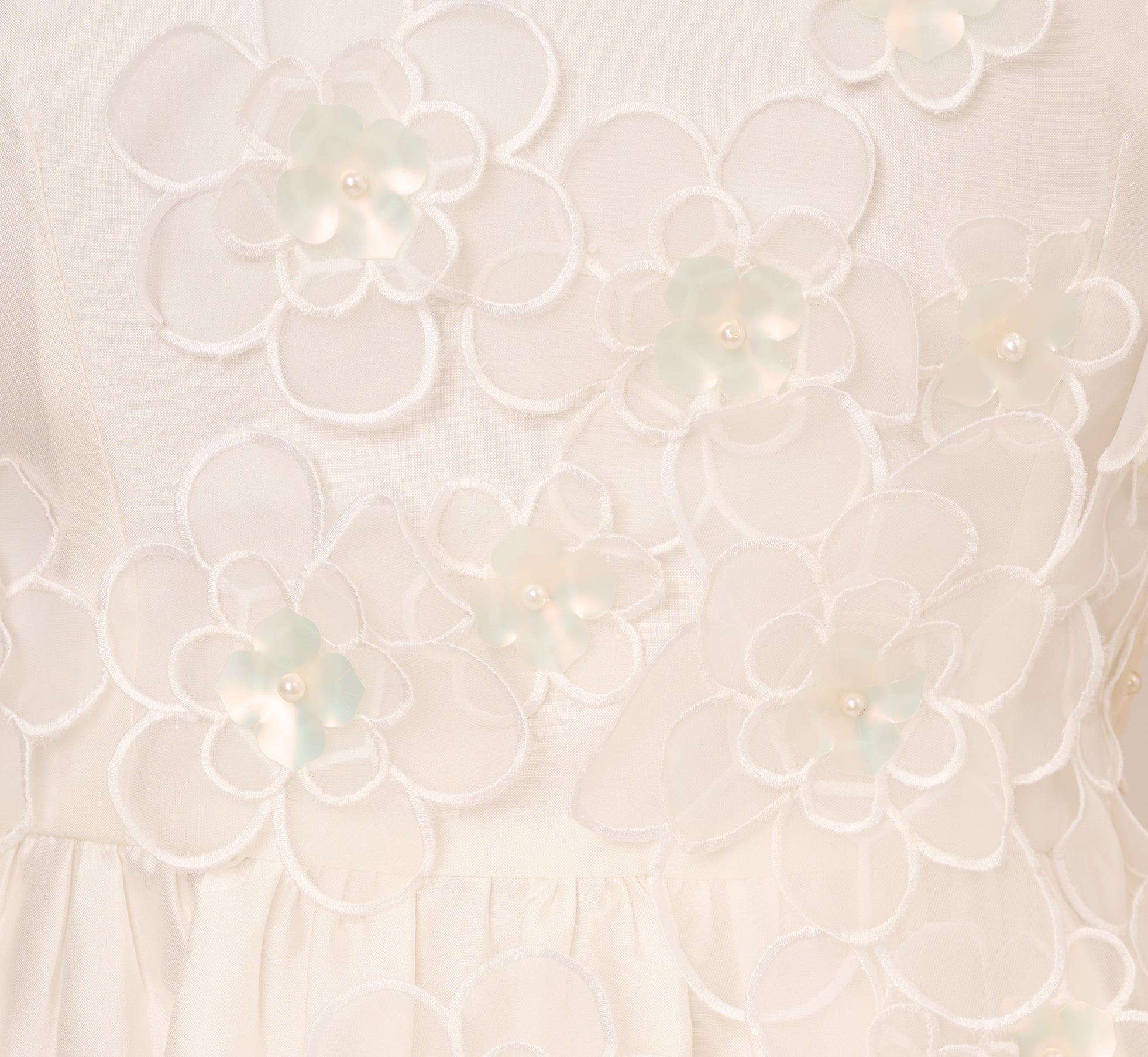 Elegant Sleeveless 3D Floral Taffeta Bubble Dress in Ivory - Perfect for Weddings, Parties & Special Occasions