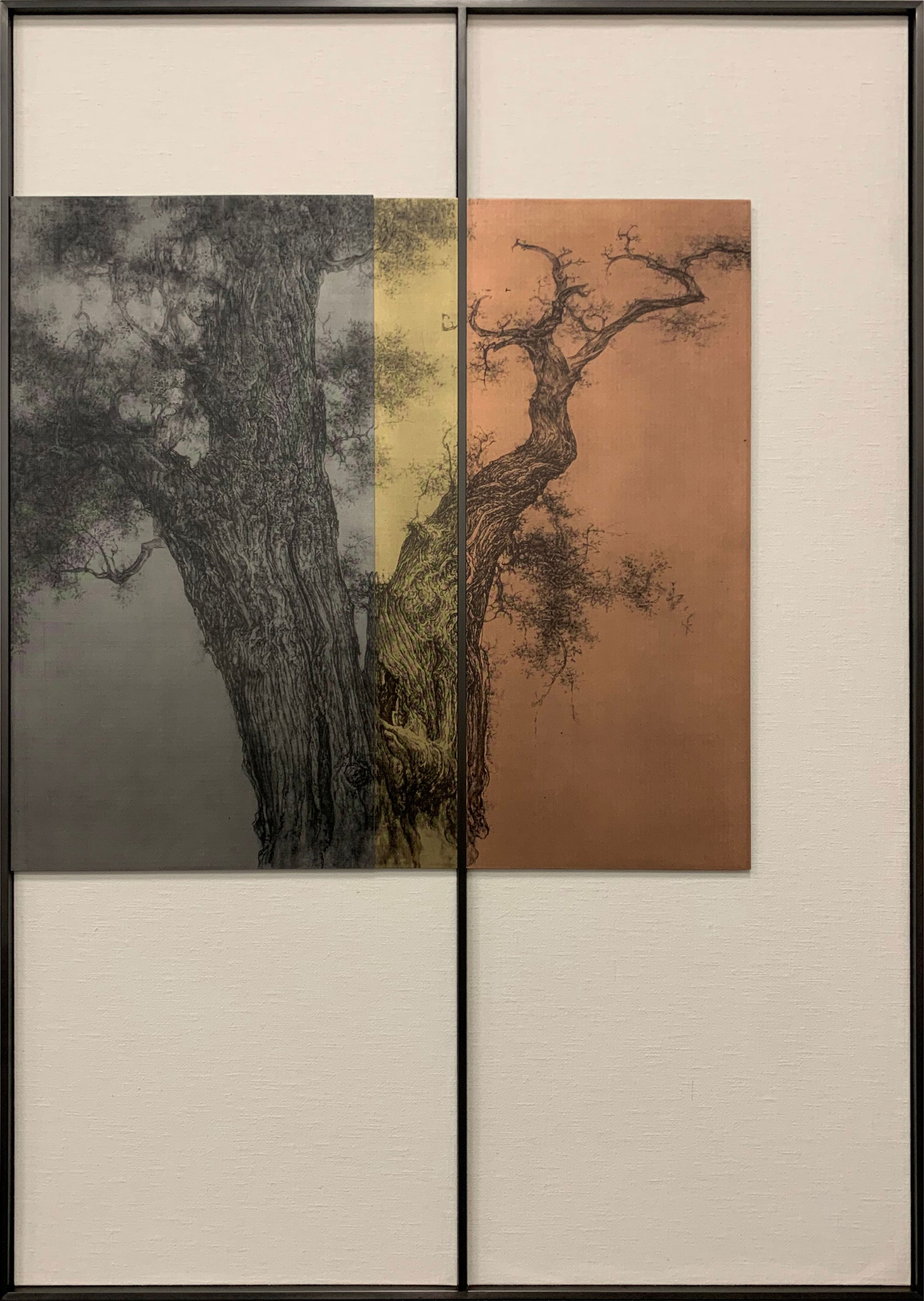 Large Brass Tree Wall Art - Handcrafted Etching Metal Plate Decor for Living Room, Bedroom & Office | Elegant Home & Office Décor