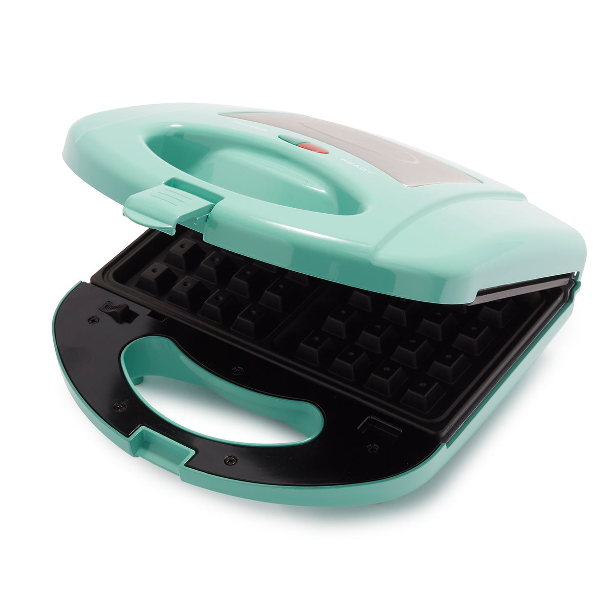GreenLife Non-Stick Waffle Maker and Sandwich Press Combo - 2-in-1 Breakfast Appliance with Adjustable Temperature (Turquoise) | Perfect for Family Breakfast, Brunch, and Quick Snacks