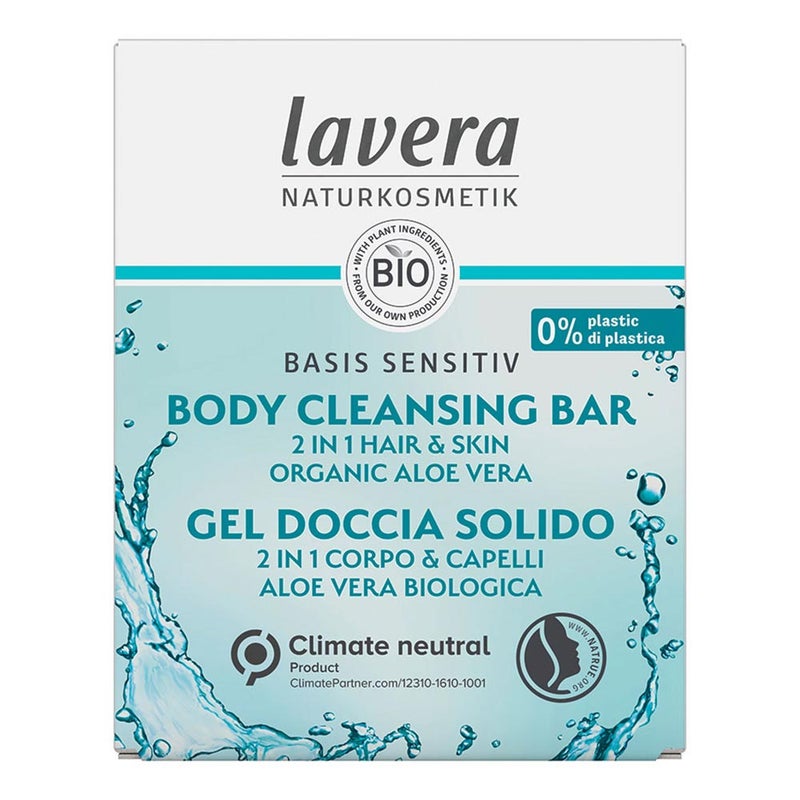 Lavera Basis Sensitive 2-in-1 Hair & Body Cleansing Bar - Gentle Soap for Sensitive Skin, Vegan & Natural Ingredients - Perfect for Travel, Gym & Daily Shower Routine