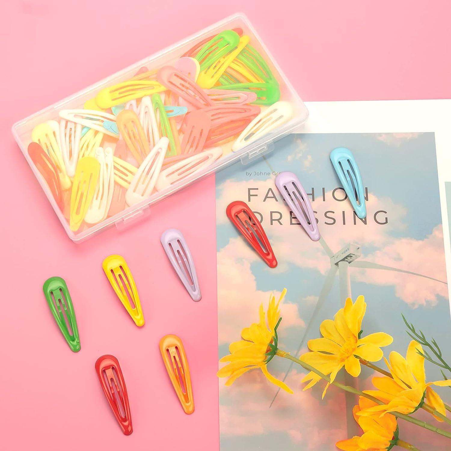 10PCS Snap Hair Clips for Girls - 2 Inch Silicone Coated Non-Slip Metal Barrettes (10 Colors) - Perfect for School, Parties & Everyday Hairstyles