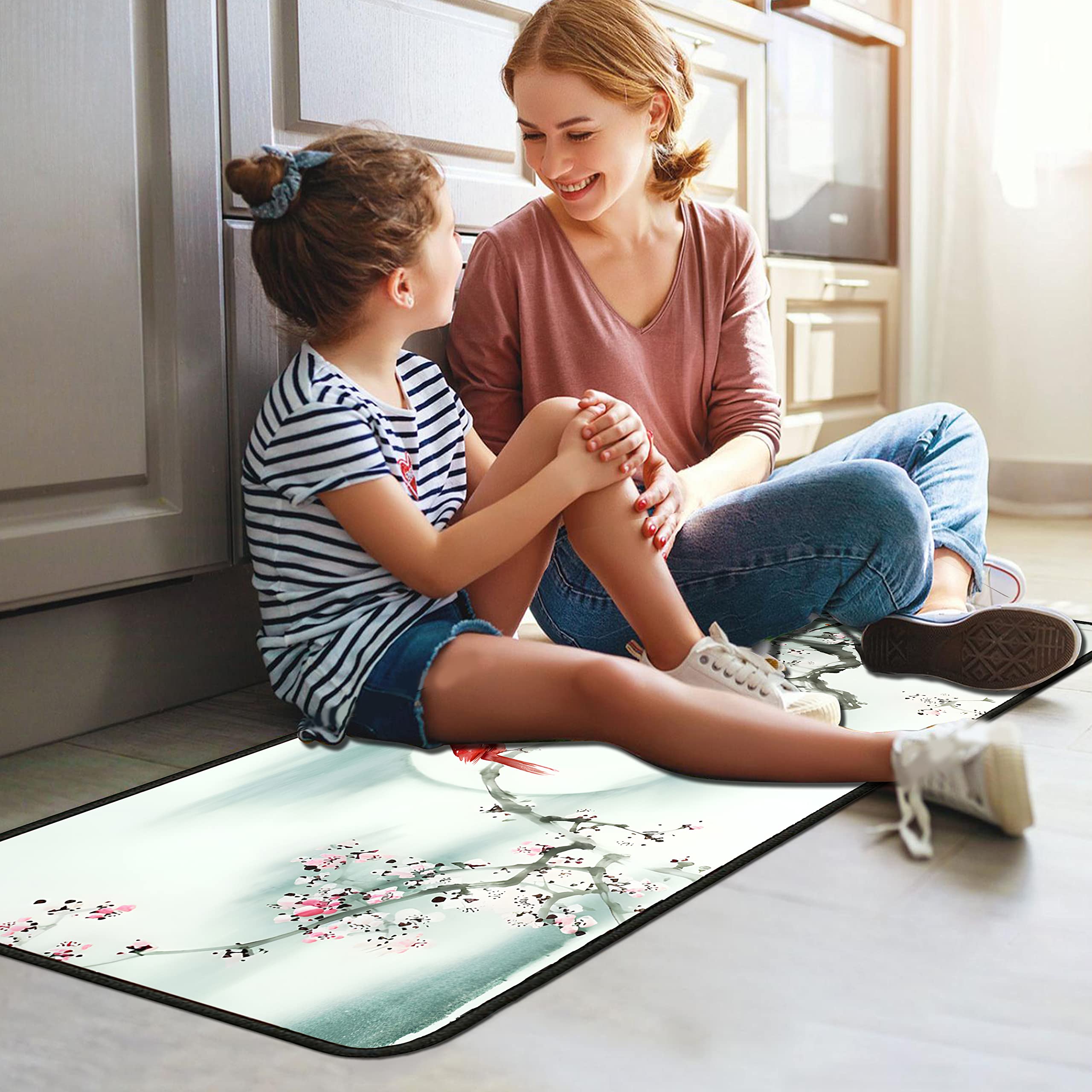 Premium Cardinal Bird Design Anti-Fatigue Kitchen Rugs Set of 2 - 17