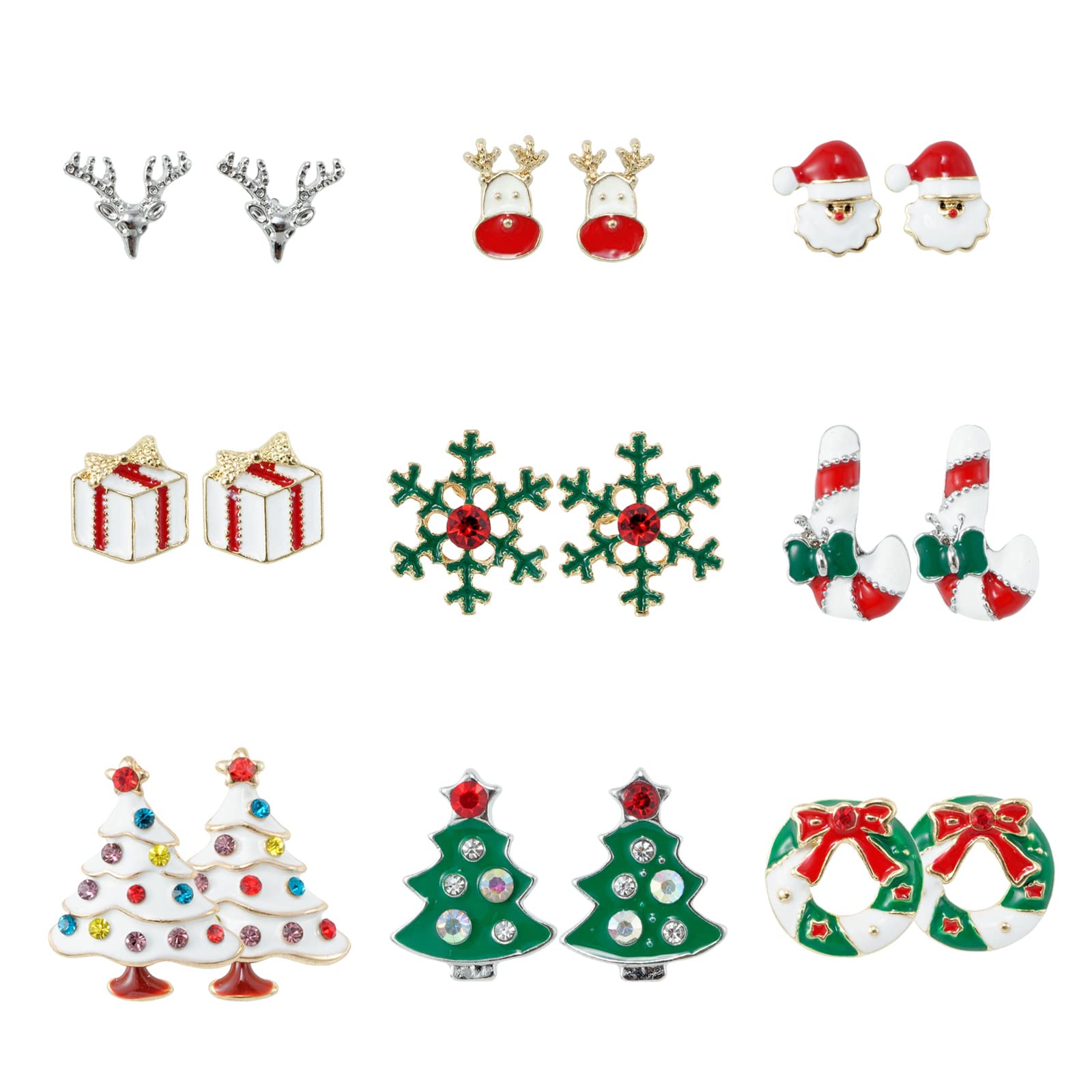 9 Pairs Christmas Earrings for Women - Holiday Dangle Earrings Set with Snowflake, Santa, Tree, Bells & Snowman Designs - Perfect Christmas Gifts for Women, Girls & Kids (Great for Parties, Gift Exchanges & Festive Outfits)