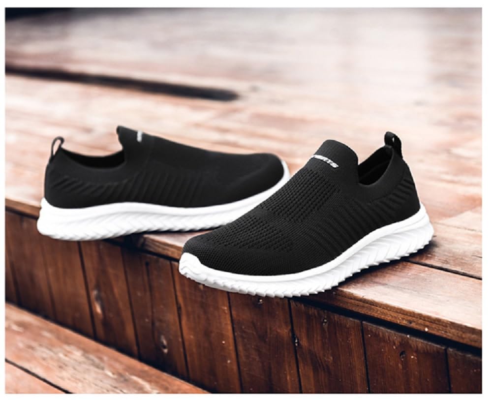 Women's Slip On Walking Shoes - Breathable Knit Tennis Sneakers for Women - Lightweight Casual Shoes for Walking, Travel & Everyday Wear - Perfect for Workouts, Errands & Comfortable Daily Use