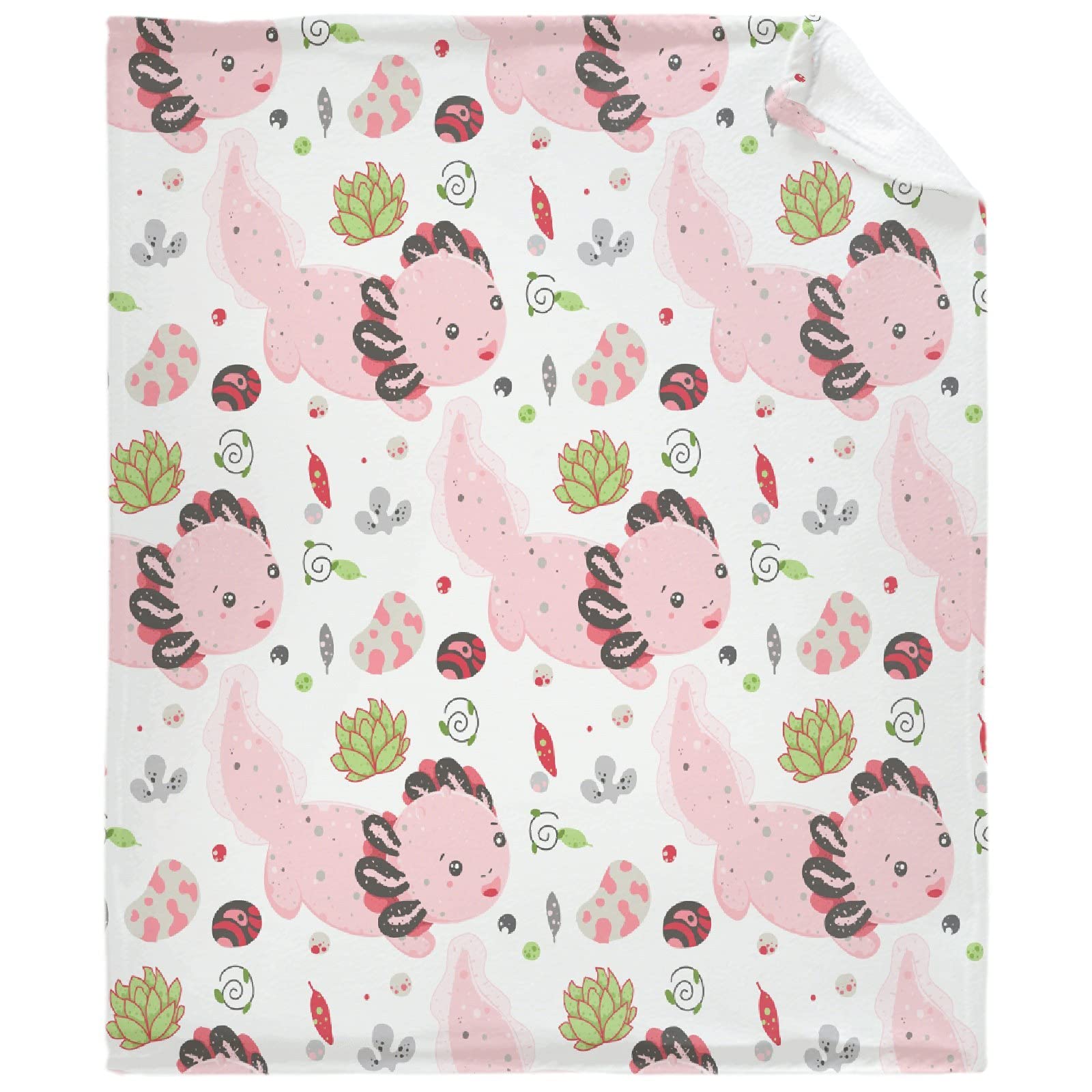 Pink Axolotl Flannel Blanket - Super Soft & Warm Shaggy Throw (120x90 inches) for Bed, Couch, Sofa | Cozy Lightweight Blanket for Home, Family & Gifts | Perfect for Winter Nights, Movie Time & Lounge Relaxation