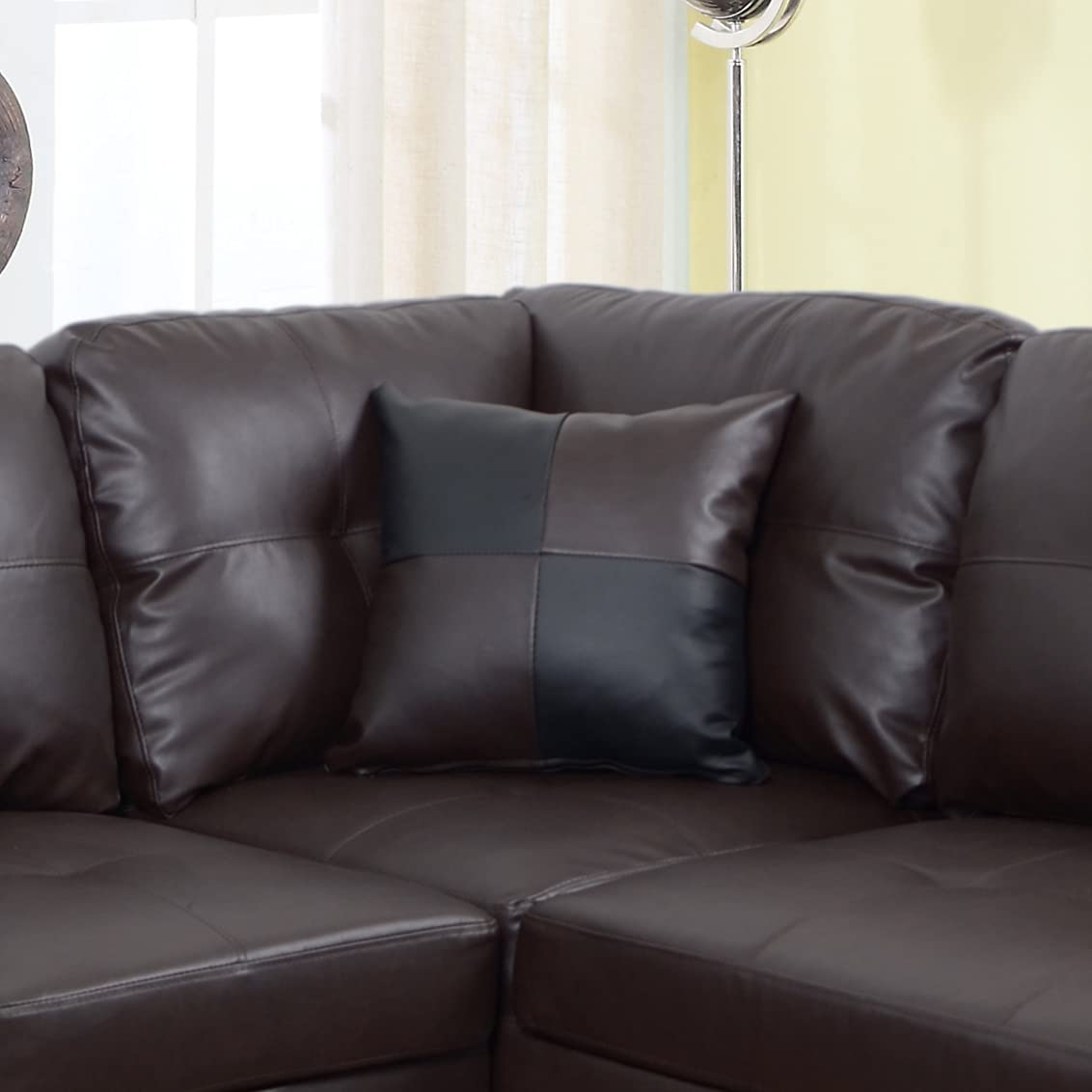 Luxury Faux Leather Modular L-Shaped Sectional Sofa with Storage Chaise - Oversized Comfort for Living Room, Apartment & Office - Brown PU Leather Sofa Set - Perfect for Small Spaces, Movie Nights & Family Gatherings